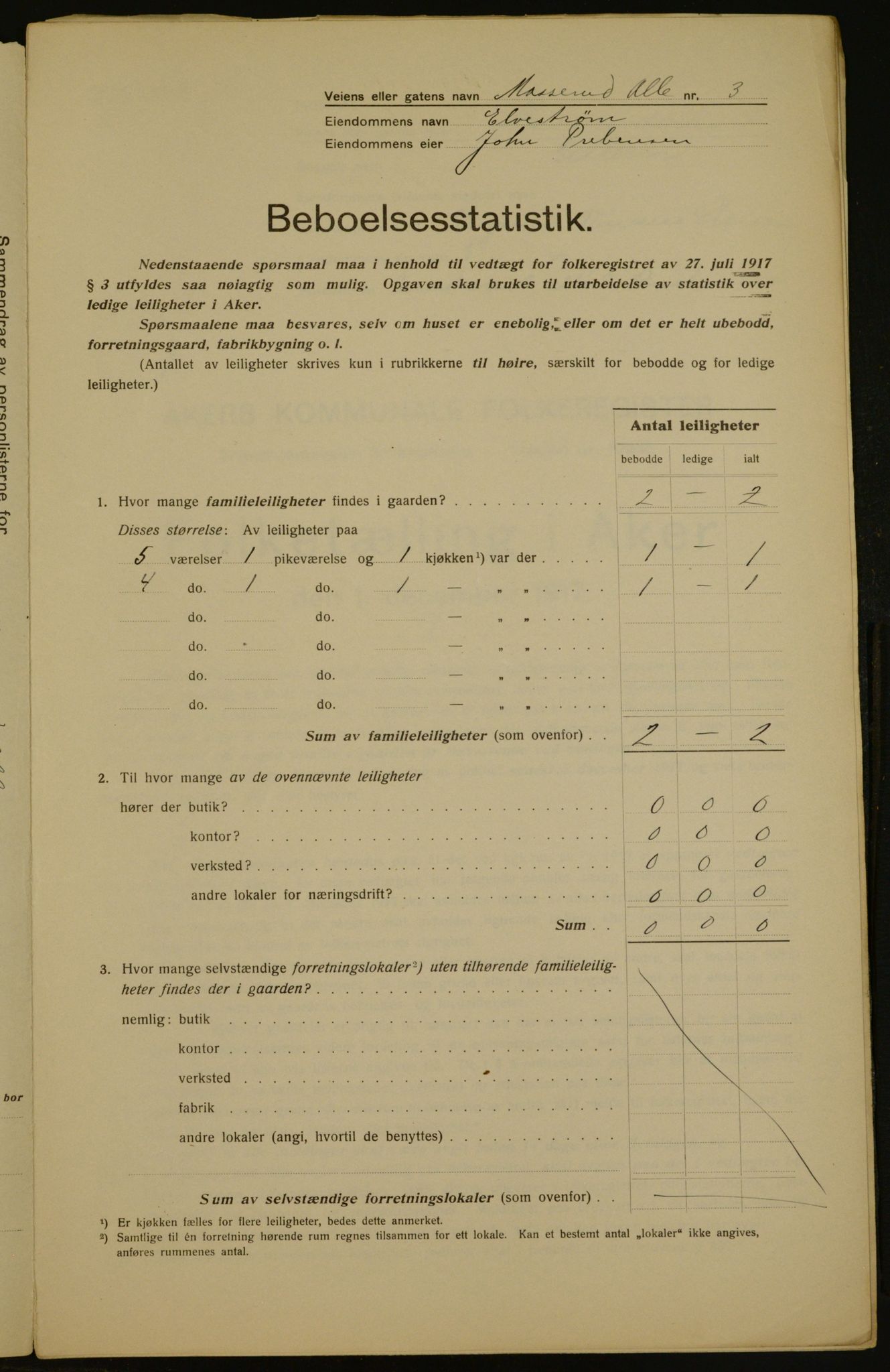 OBA, Municipal Census 1917 for Aker, 1917, p. 5552