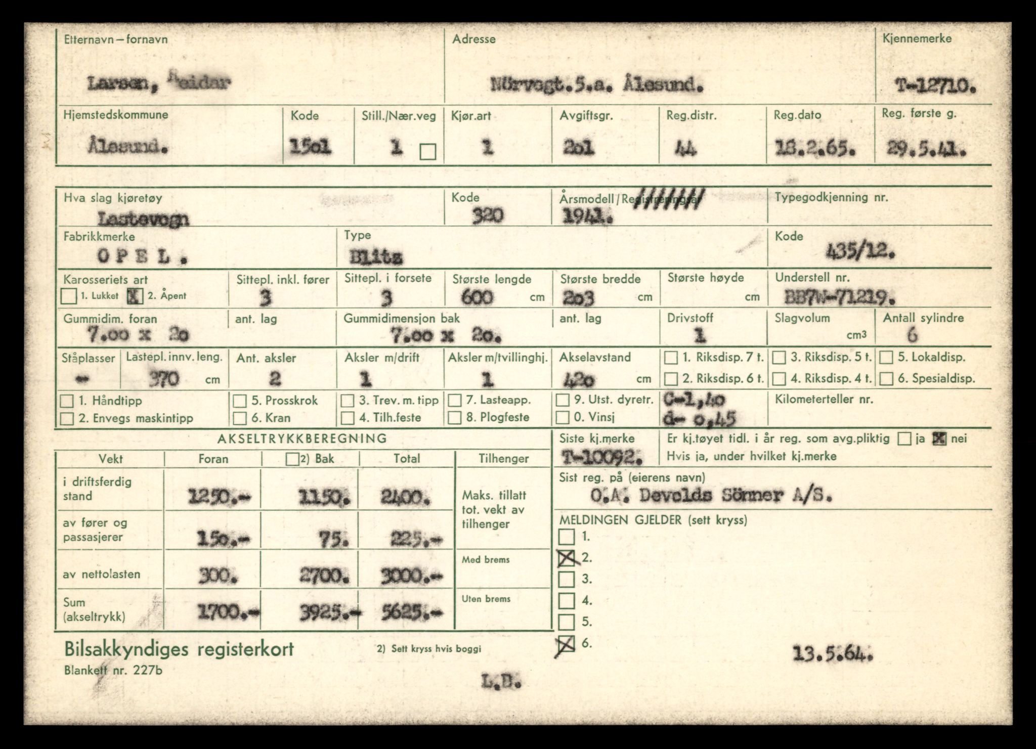 Møre og Romsdal vegkontor - Ålesund trafikkstasjon, AV/SAT-A-4099/F/Fe/L0035: Registreringskort for kjøretøy T 12653 - T 12829, 1927-1998, p. 1106