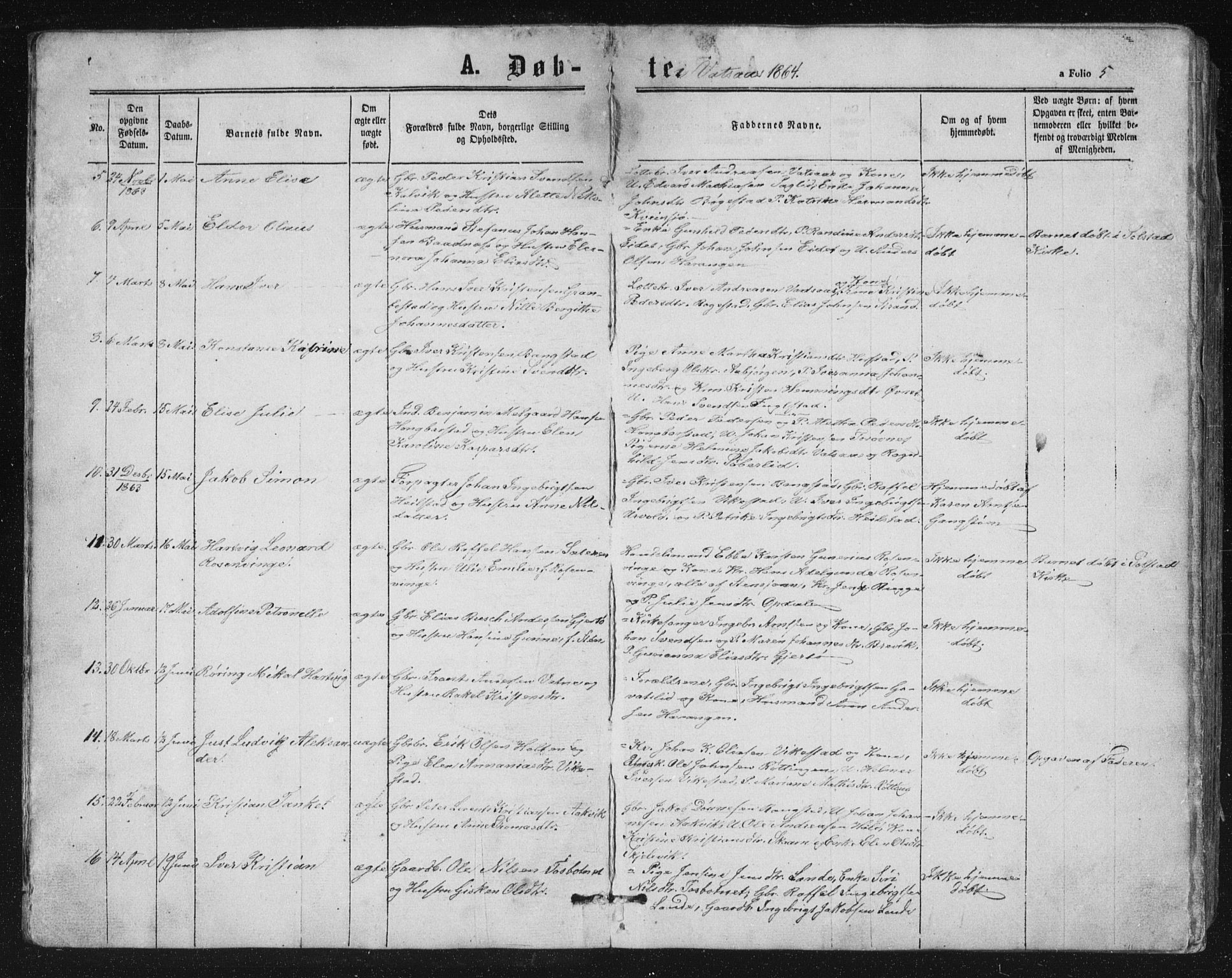 Ministerialprotokoller, klokkerbøker og fødselsregistre - Nordland, SAT/A-1459/810/L0158: Parish register (copy) no. 810C02 /1, 1863-1883, p. 5