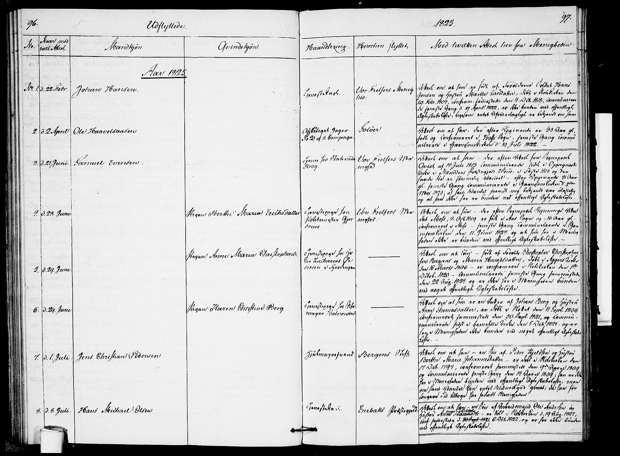 Garnisonsmenigheten Kirkebøker, AV/SAO-A-10846/F/Fa/L0005: Parish register (official) no. 5, 1824-1830, p. 96-97