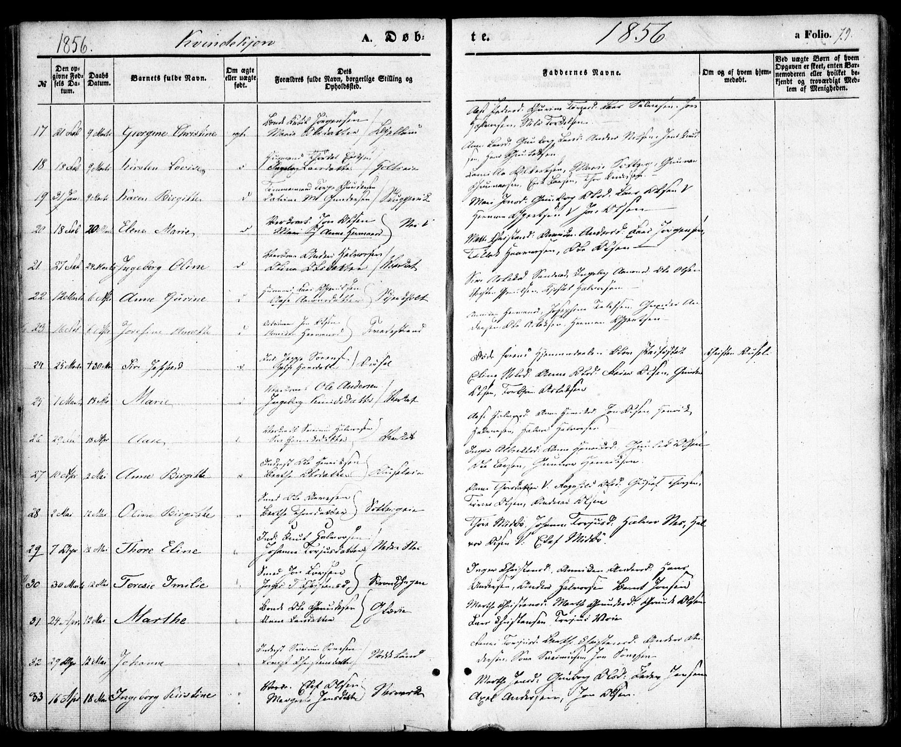 Holt sokneprestkontor, AV/SAK-1111-0021/F/Fa/L0008: Parish register (official) no. A 8, 1849-1860, p. 79