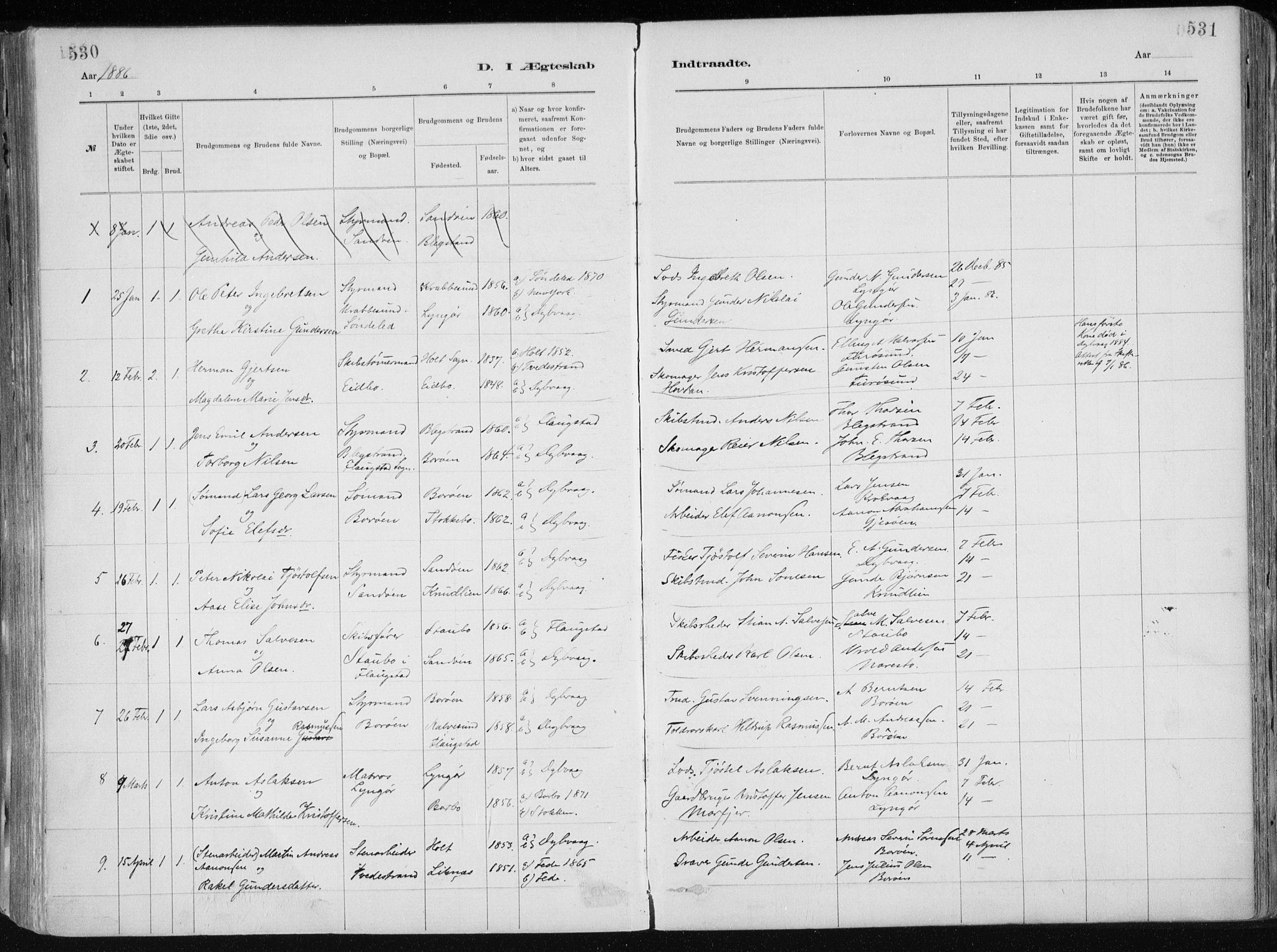 Dypvåg sokneprestkontor, SAK/1111-0007/F/Fa/Faa/L0008: Parish register (official) no. A 8, 1885-1906, p. 530-531