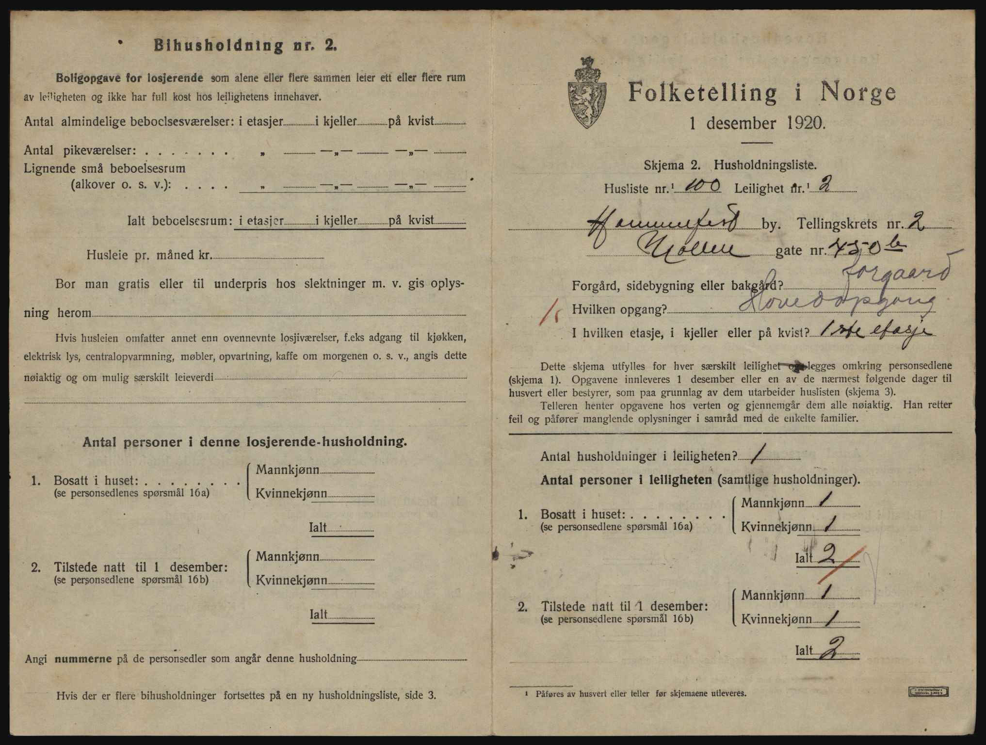 SATØ, 1920 census for Hammerfest, 1920, p. 2174