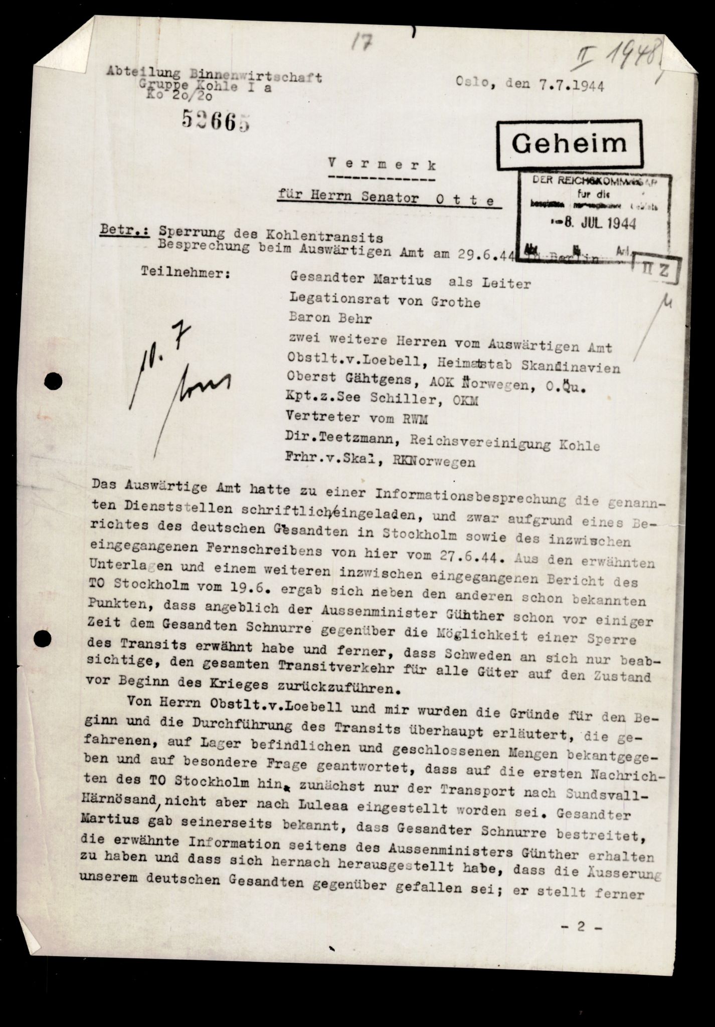 Forsvarets Overkommando. 2 kontor. Arkiv 11.4. Spredte tyske arkivsaker, AV/RA-RAFA-7031/D/Dar/Darb/L0012: Reichskommissariat - Hauptabteilung Volkswirtschaft, 1940-1945, p. 315