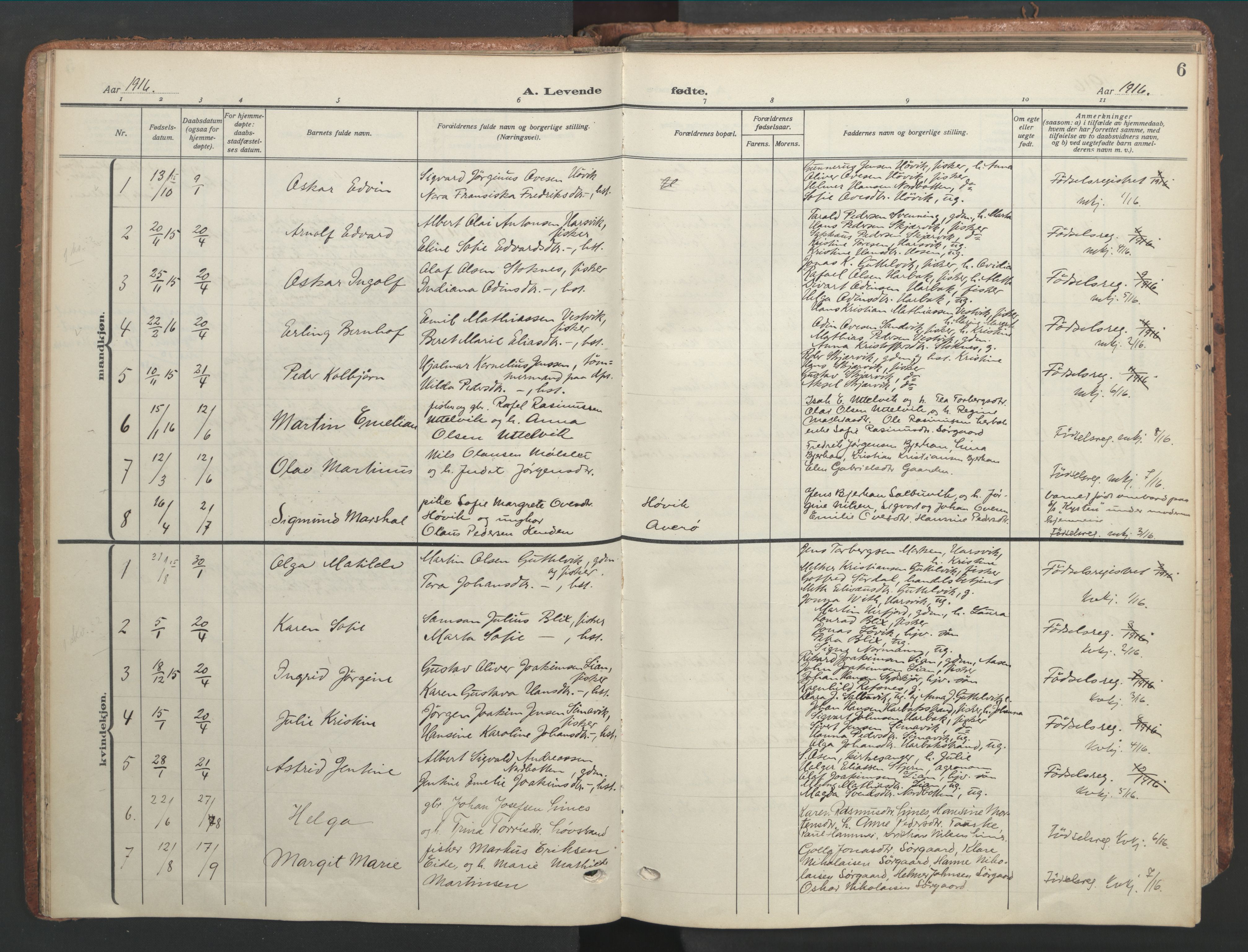 Ministerialprotokoller, klokkerbøker og fødselsregistre - Sør-Trøndelag, SAT/A-1456/656/L0694: Parish register (official) no. 656A03, 1914-1931, p. 6