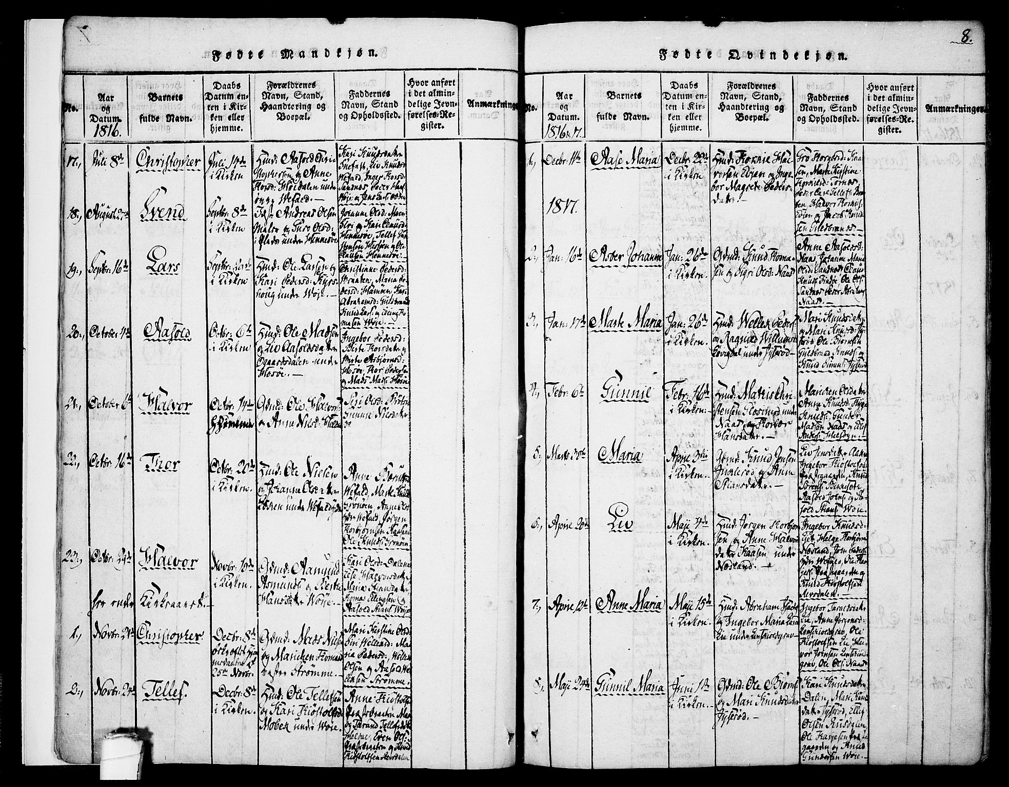 Drangedal kirkebøker, SAKO/A-258/F/Fa/L0005: Parish register (official) no. 5 /1, 1814-1831, p. 8