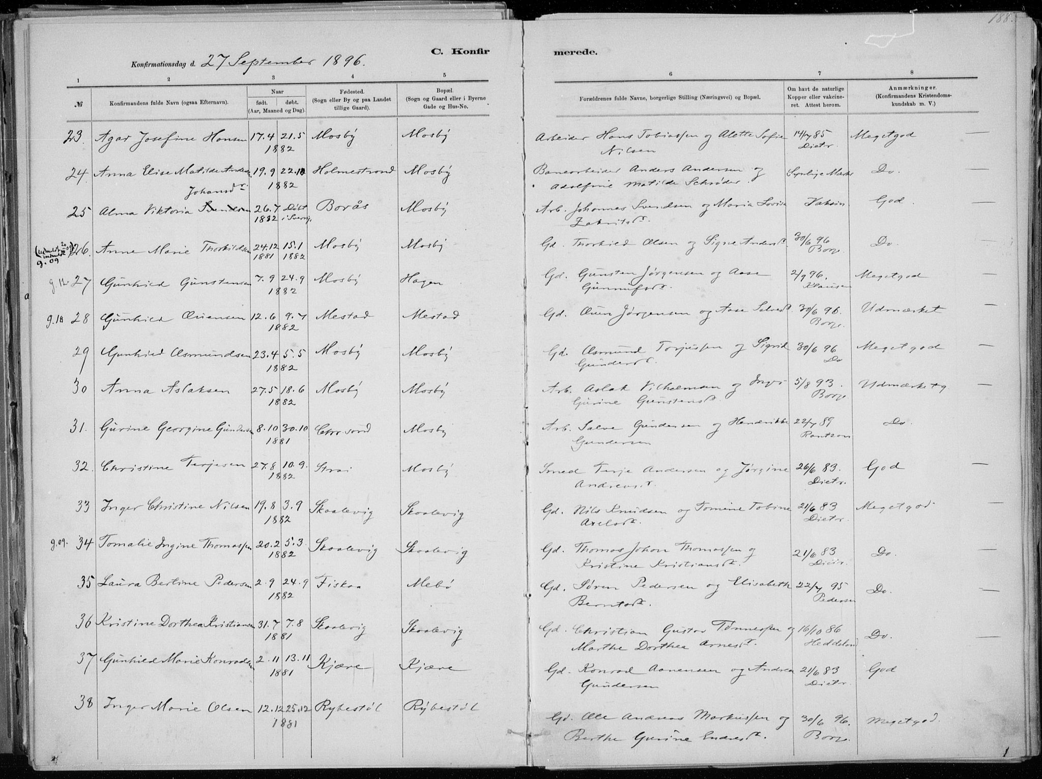 Oddernes sokneprestkontor, AV/SAK-1111-0033/F/Fa/Faa/L0009: Parish register (official) no. A 9, 1884-1896, p. 188