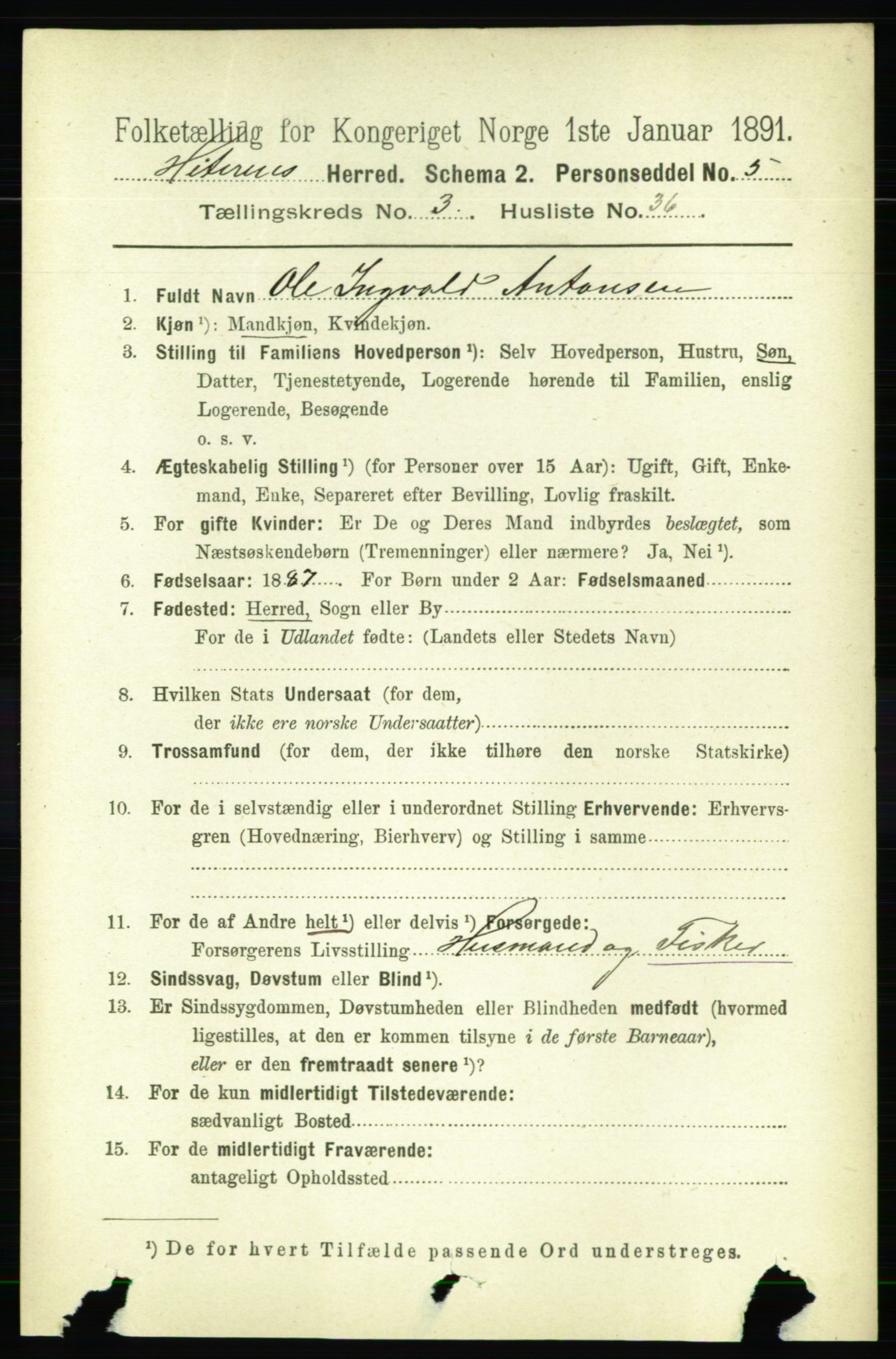 RA, 1891 census for 1617 Hitra, 1891, p. 716