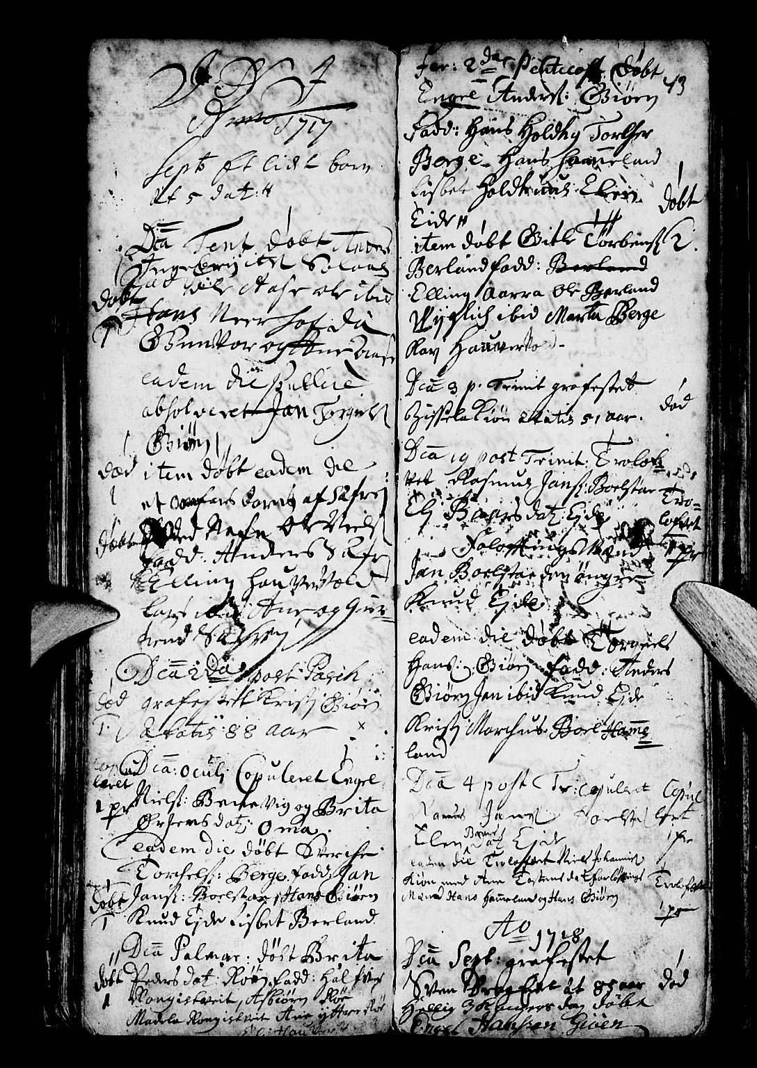 Os sokneprestembete, SAB/A-99929: Parish register (official) no. A 3, 1669-1760, p. 43