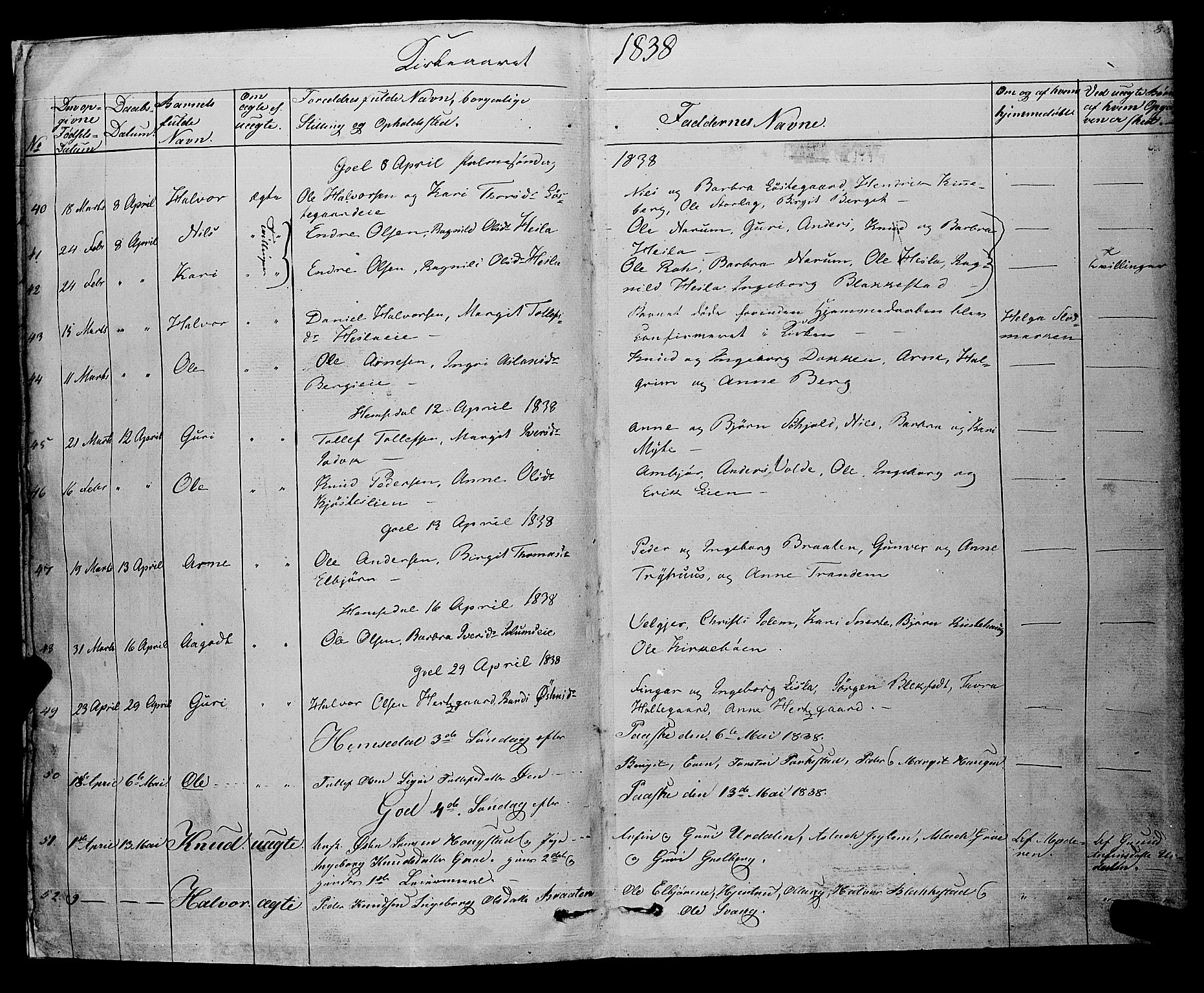 Gol kirkebøker, SAKO/A-226/F/Fa/L0002: Parish register (official) no. I 2, 1837-1863, p. 7-8
