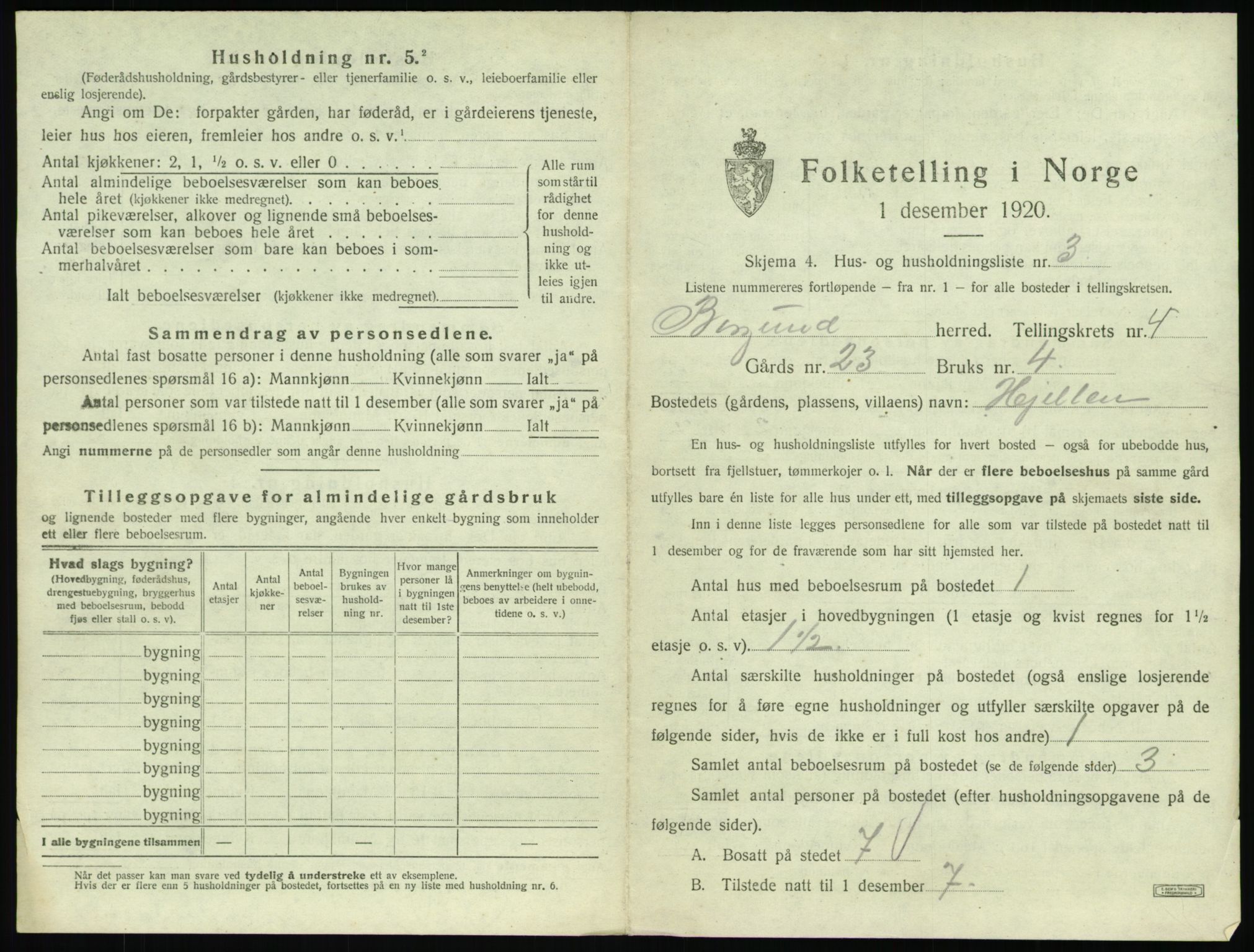 SAT, 1920 census for Borgund, 1920, p. 340