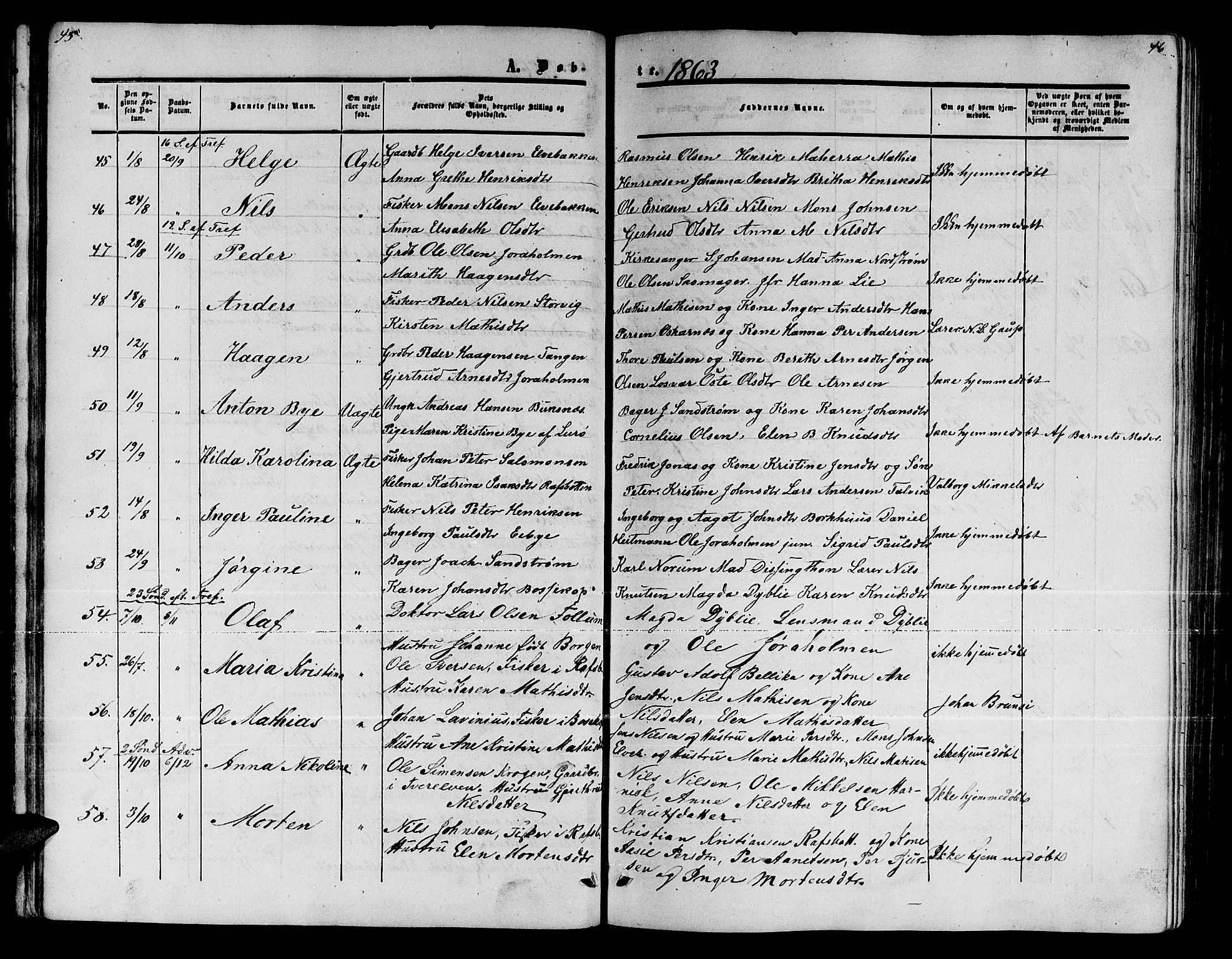 Alta sokneprestkontor, SATØ/S-1338/H/Hb/L0001.klokk: Parish register (copy) no. 1, 1858-1878, p. 45-46