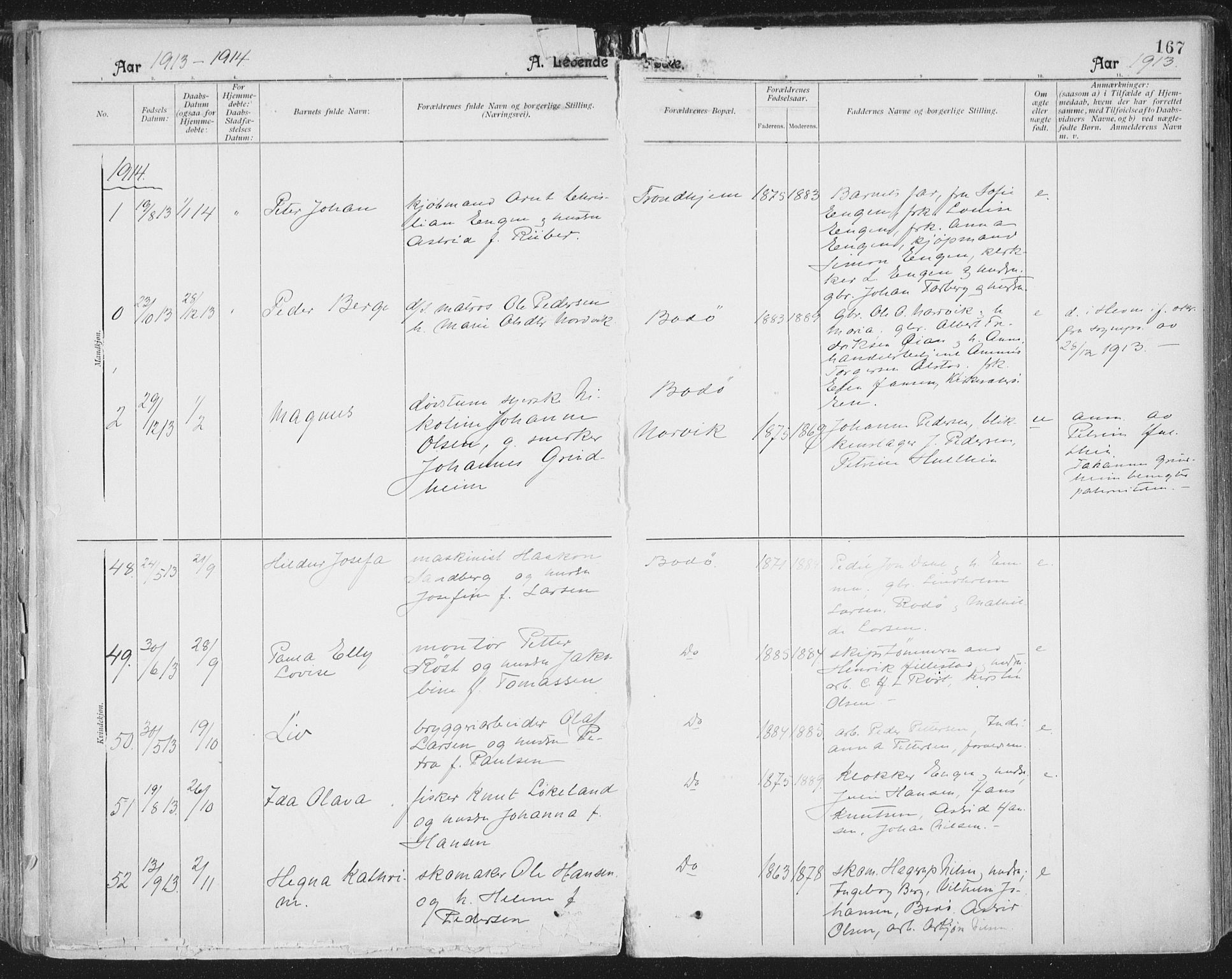 Ministerialprotokoller, klokkerbøker og fødselsregistre - Nordland, AV/SAT-A-1459/801/L0011: Parish register (official) no. 801A11, 1900-1916, p. 167