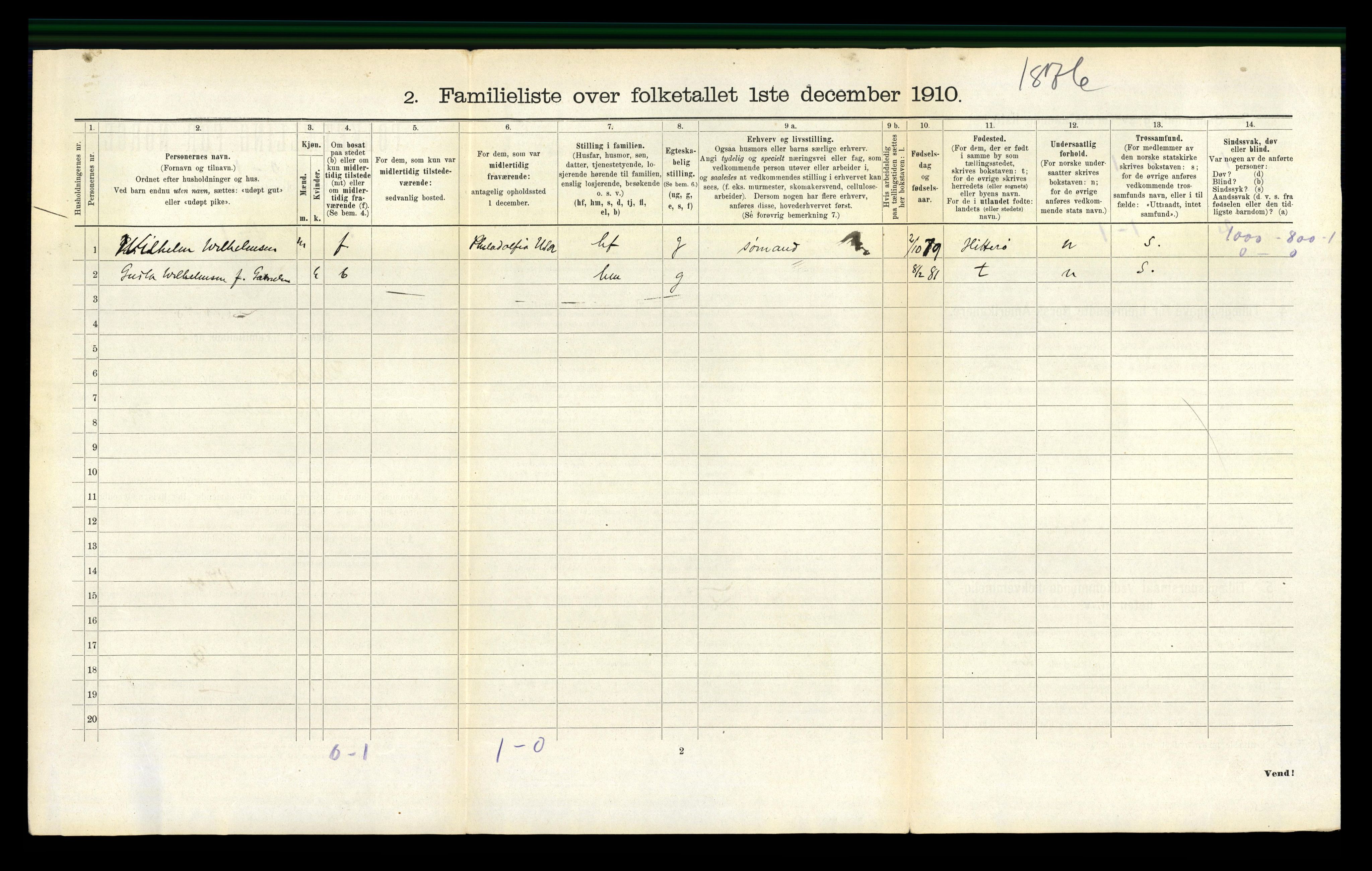 RA, 1910 census for Flekkefjord, 1910, p. 1199