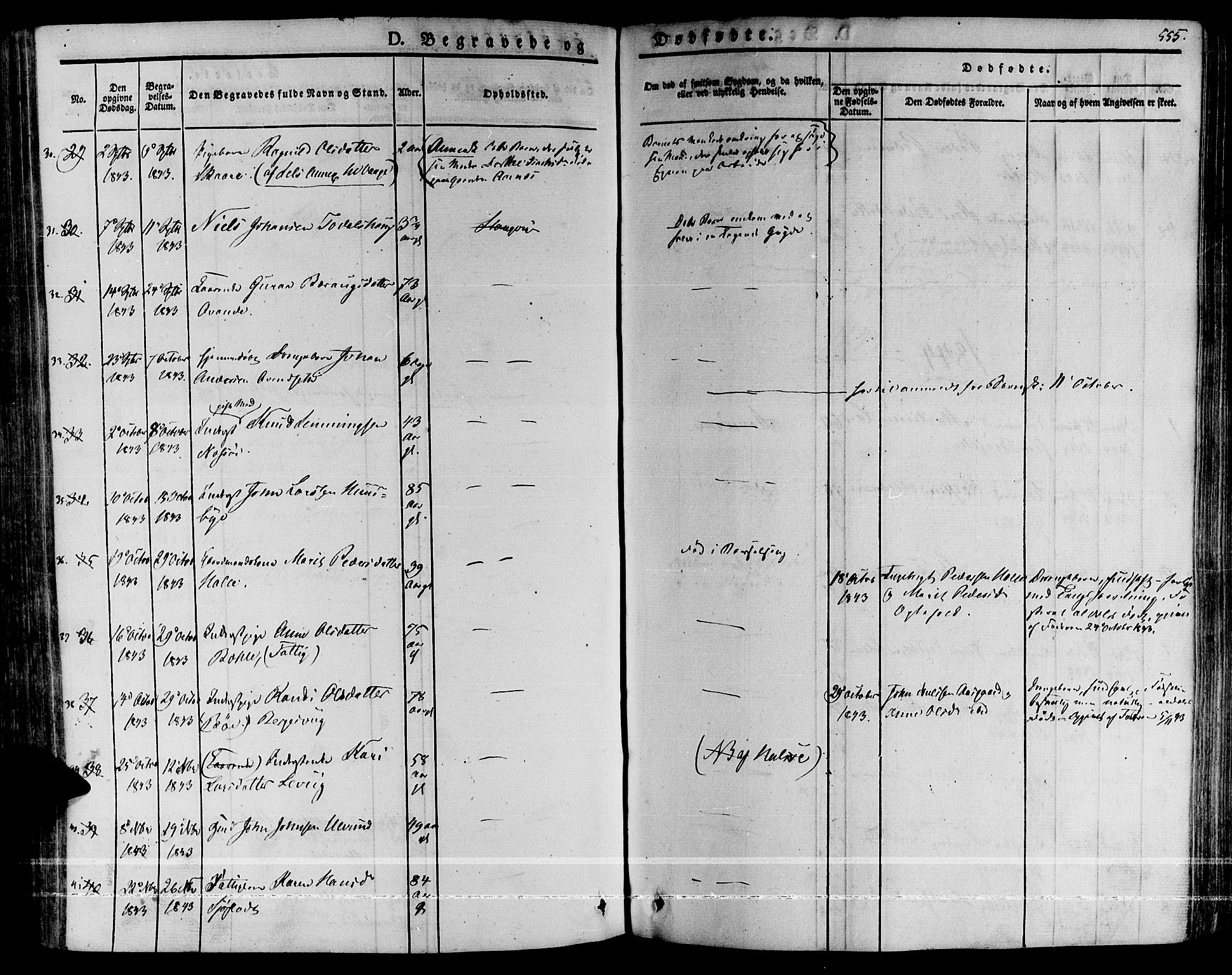 Ministerialprotokoller, klokkerbøker og fødselsregistre - Møre og Romsdal, AV/SAT-A-1454/592/L1024: Parish register (official) no. 592A03 /1, 1831-1849, p. 555