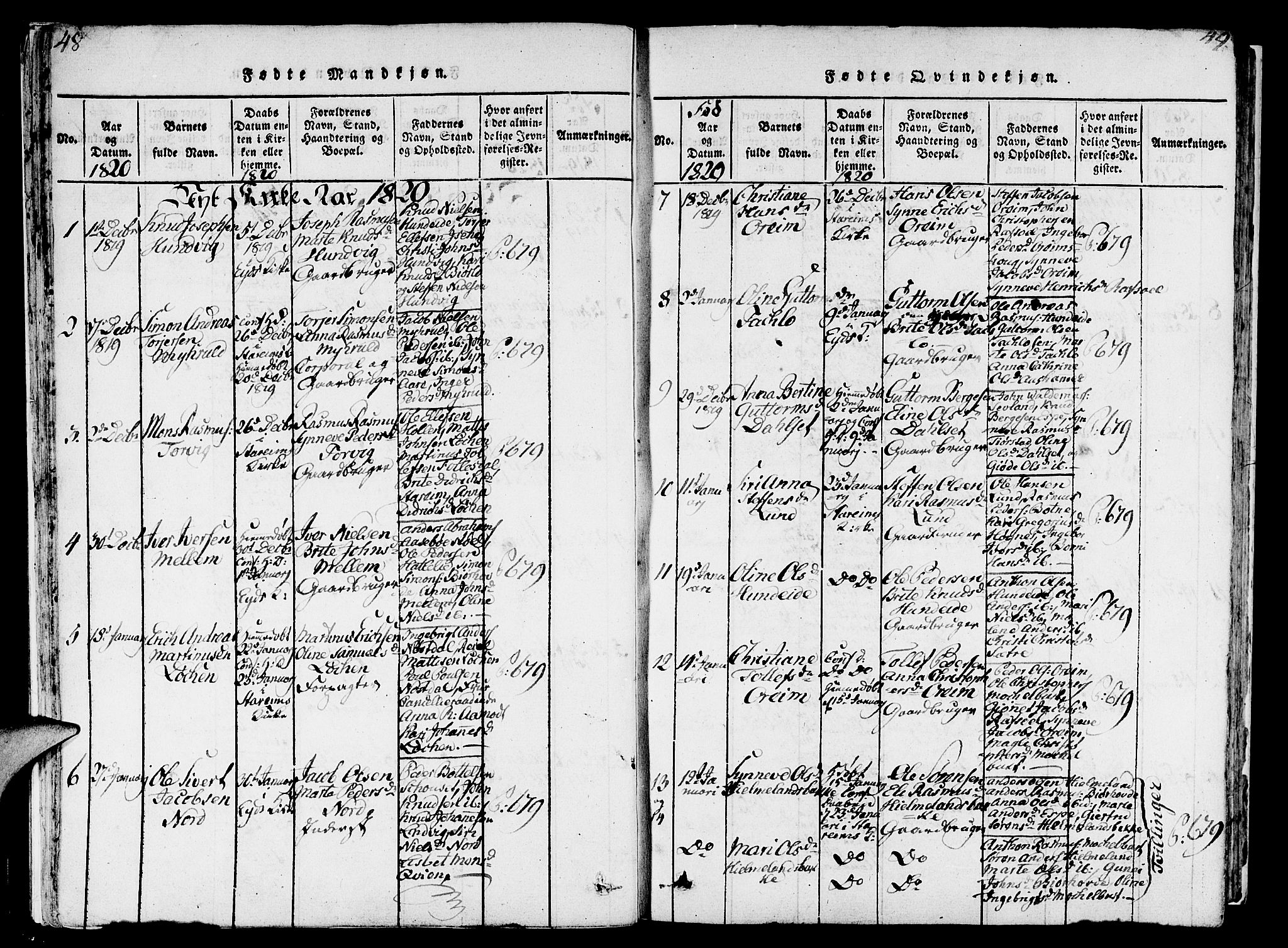 Eid sokneprestembete, AV/SAB-A-82301/H/Haa/Haaa/L0005: Parish register (official) no. A 5, 1816-1830, p. 48-49