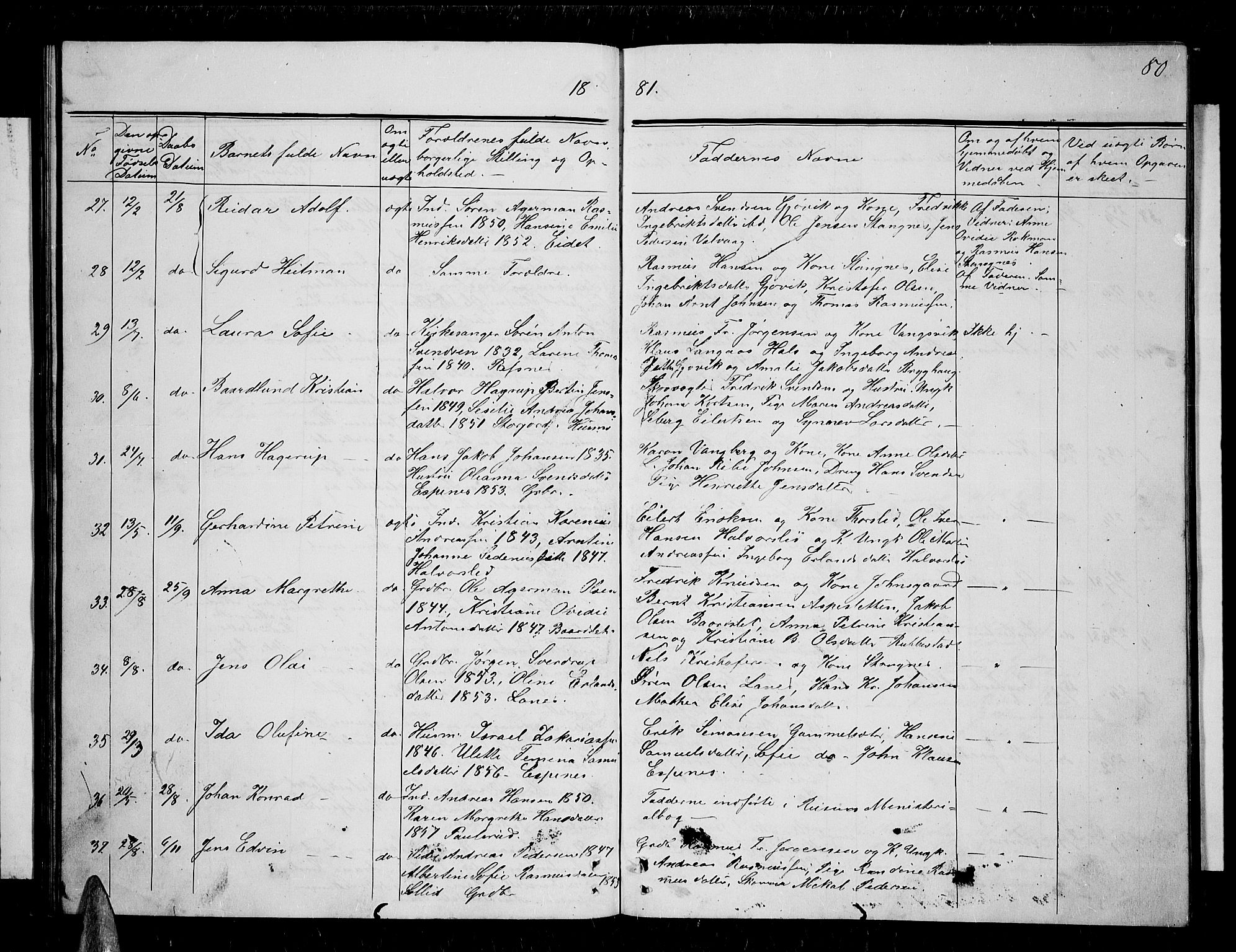 Tranøy sokneprestkontor, SATØ/S-1313/I/Ia/Iab/L0003klokker: Parish register (copy) no. 3, 1861-1887, p. 80