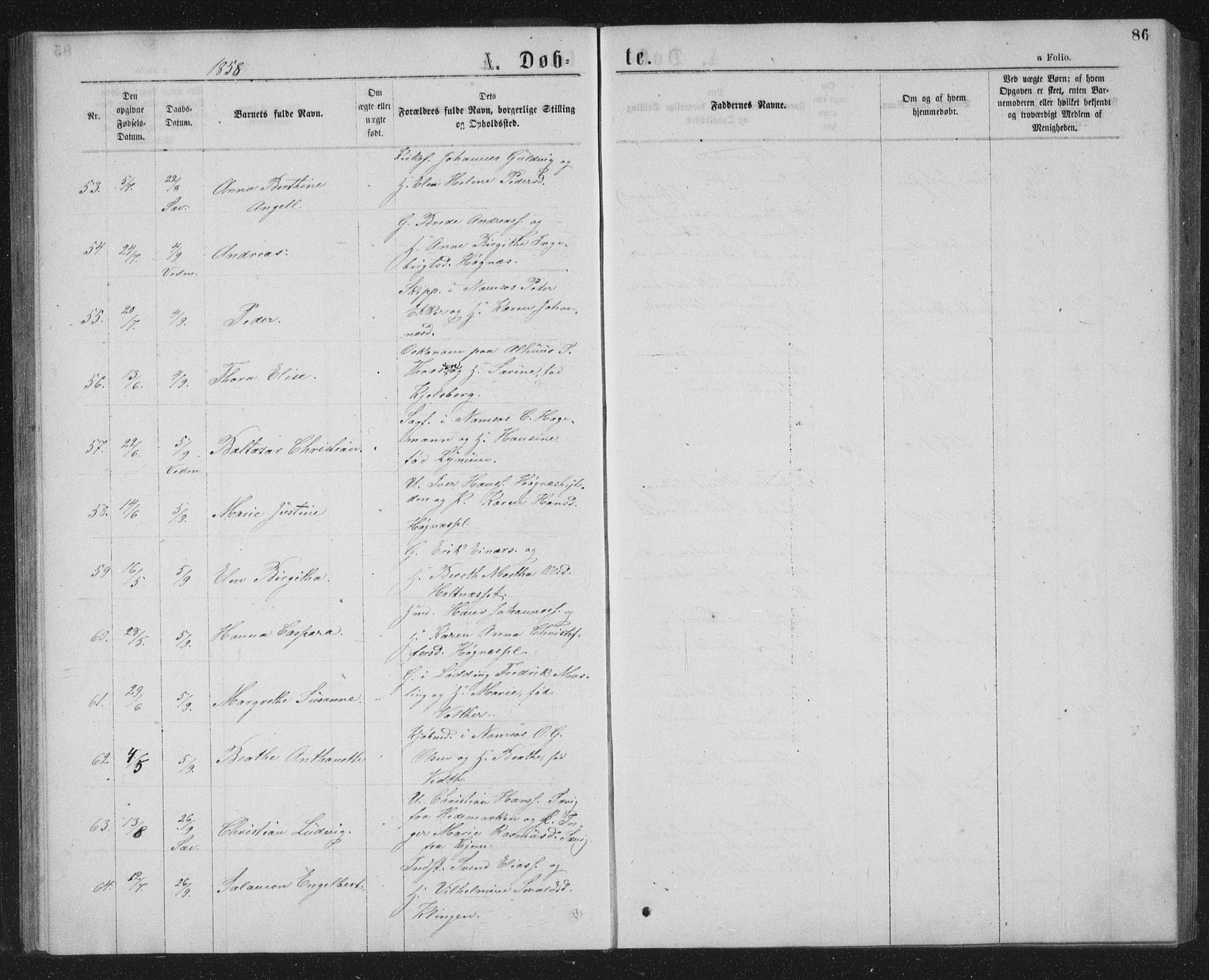 Ministerialprotokoller, klokkerbøker og fødselsregistre - Nord-Trøndelag, SAT/A-1458/768/L0566: Parish register (official) no. 768A01, 1836-1865, p. 86