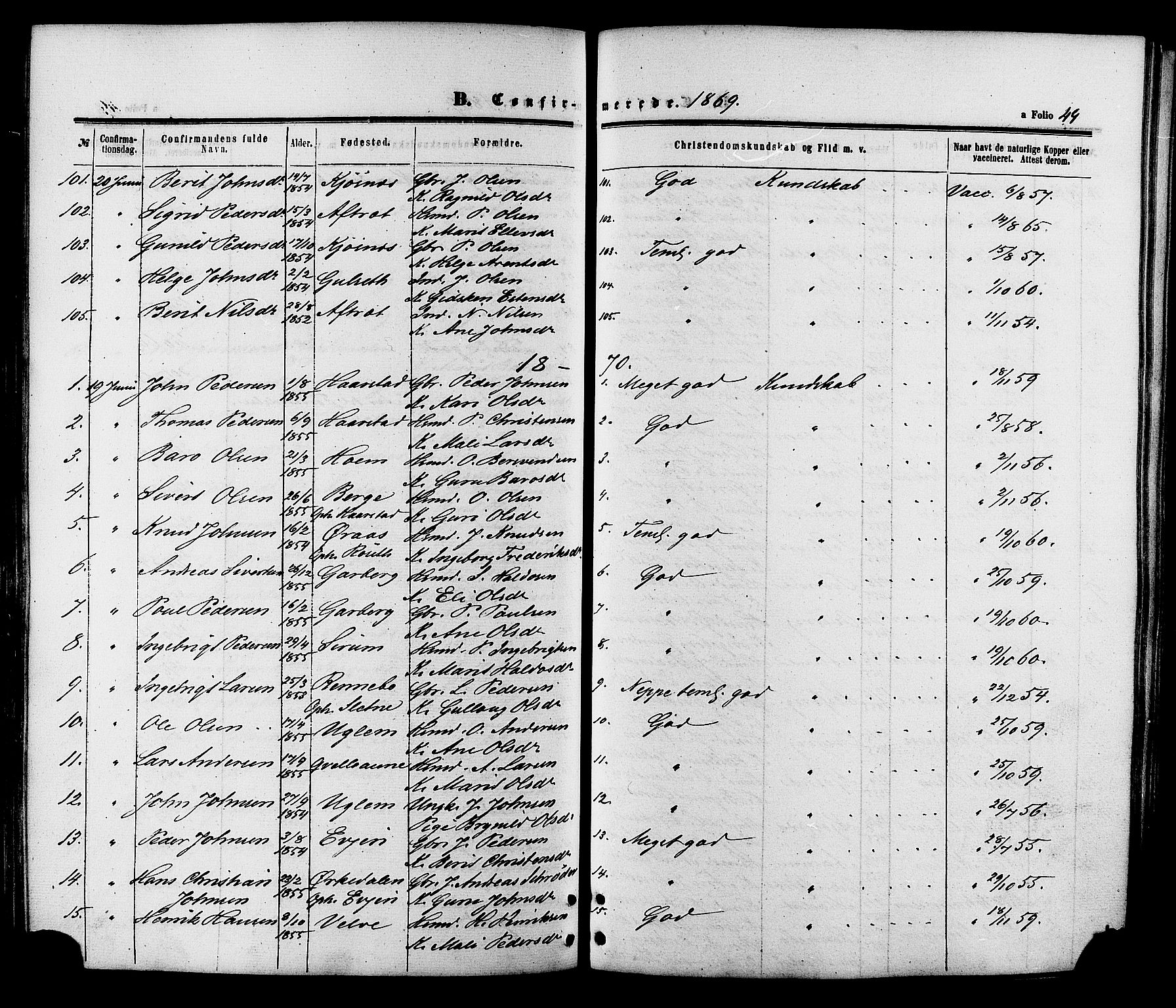 Ministerialprotokoller, klokkerbøker og fødselsregistre - Sør-Trøndelag, SAT/A-1456/695/L1147: Parish register (official) no. 695A07, 1860-1877, p. 49