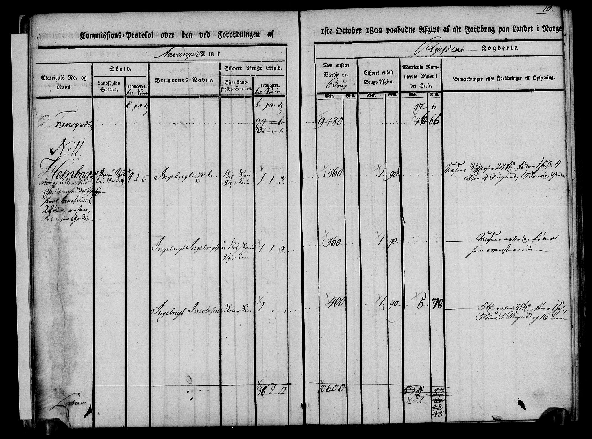 Rentekammeret inntil 1814, Realistisk ordnet avdeling, AV/RA-EA-4070/N/Ne/Nea/L0101: Ryfylke fogderi. Kommisjonsprotokoll for Jelsa, Hjelmeland og Årdal skipreider, 1803, p. 11