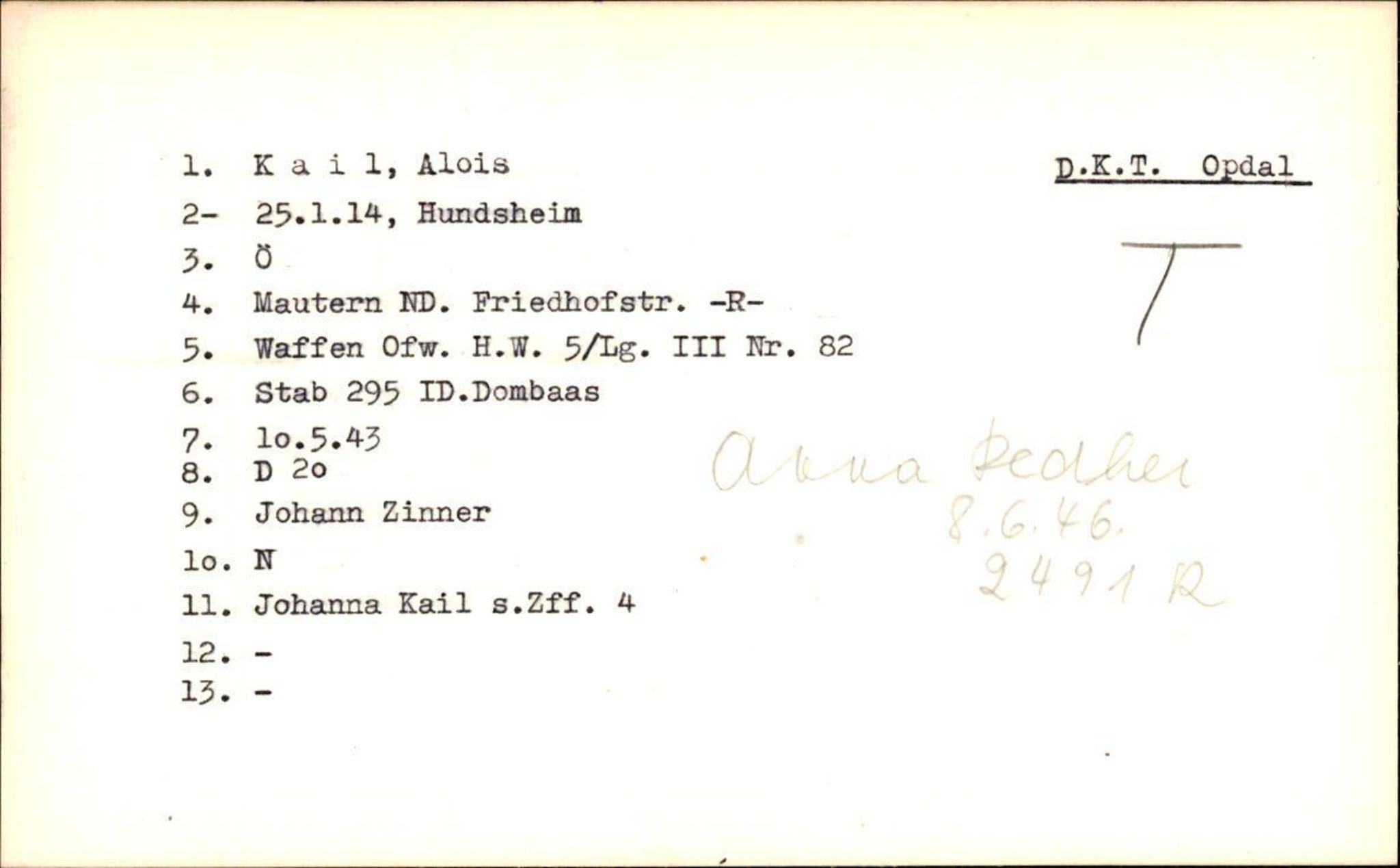 Hjemsendte tyskere , AV/RA-RAFA-6487/D/Db/L0015: Kagelmann-Kach, 1945-1947, p. 34