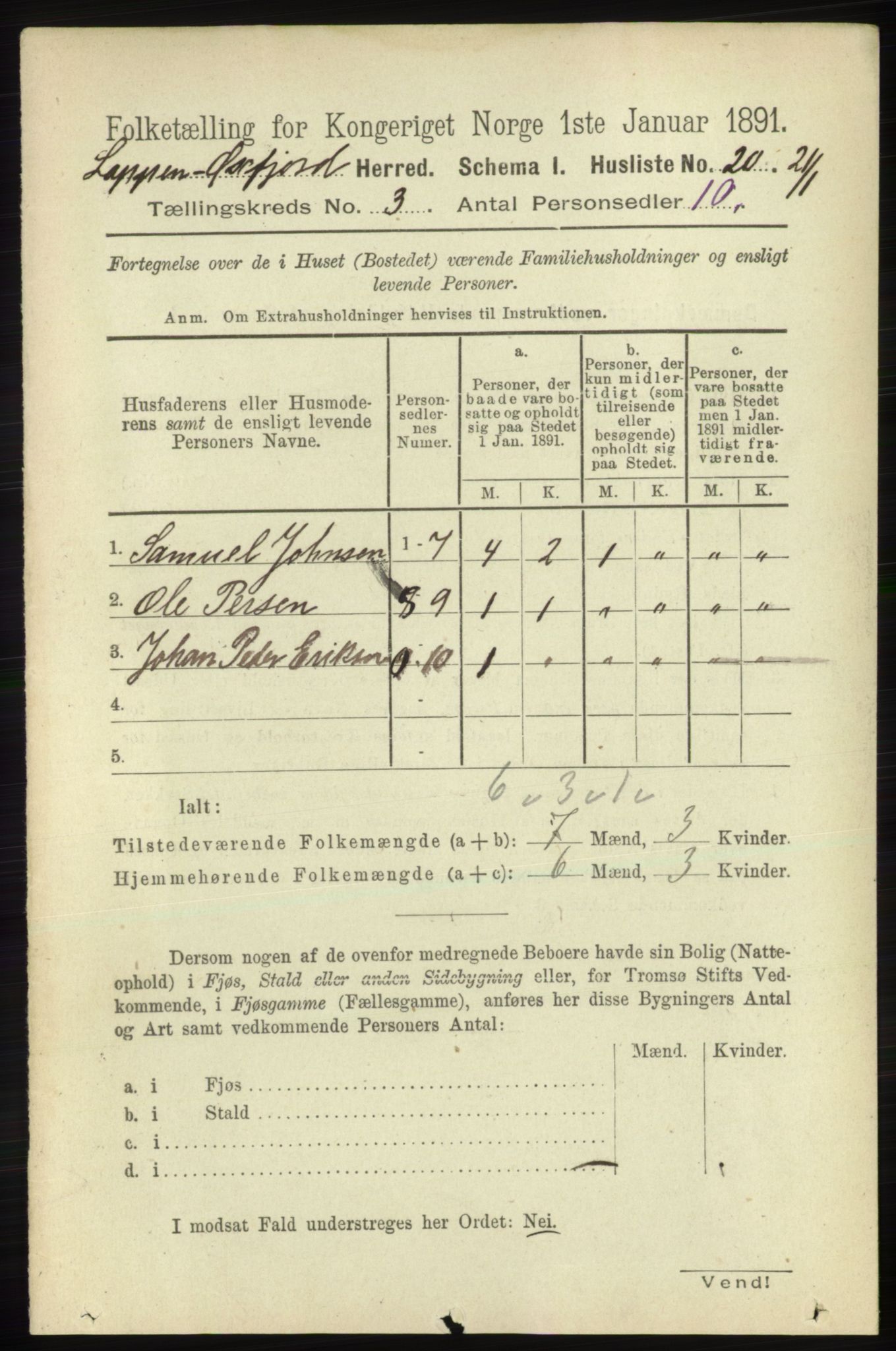 RA, 1891 census for 2014 Loppa, 1891, p. 668