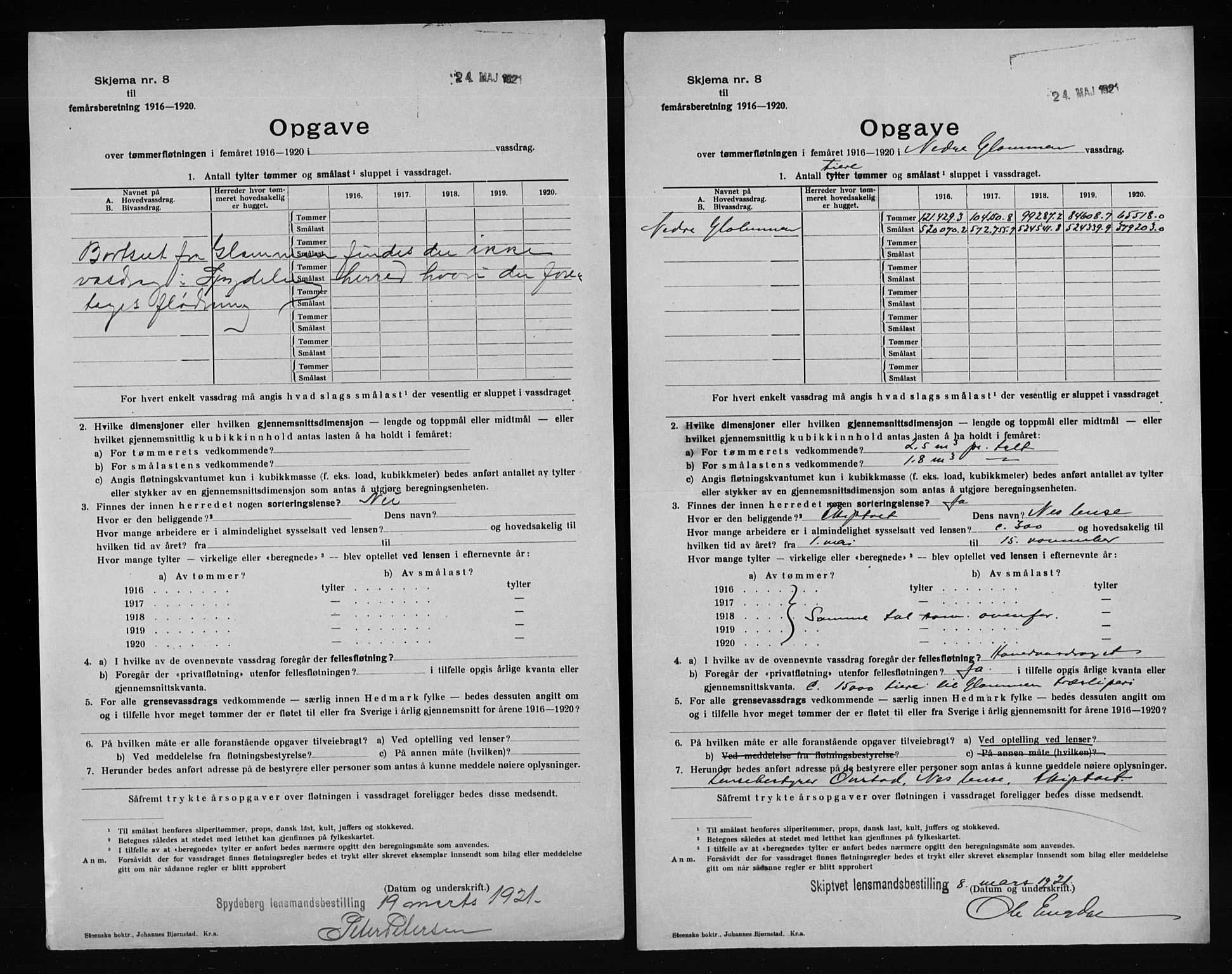 Statistisk sentralbyrå, Næringsøkonomiske emner, Generelt - Amtmennenes femårsberetninger, AV/RA-S-2233/F/Fa/L0128: --, 1916-1920, p. 104