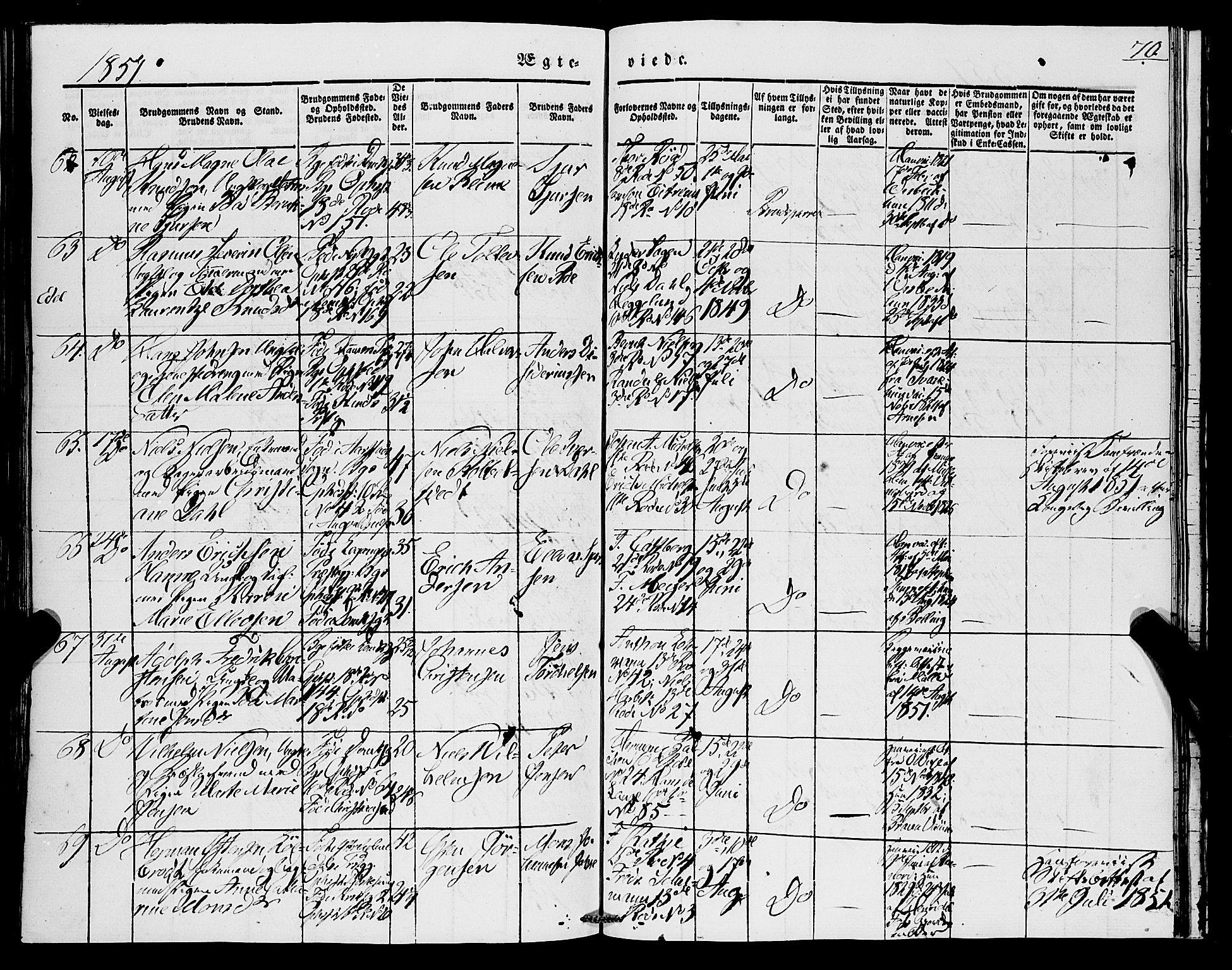Domkirken sokneprestembete, SAB/A-74801/H/Haa/L0033: Parish register (official) no. D 1, 1841-1853, p. 70
