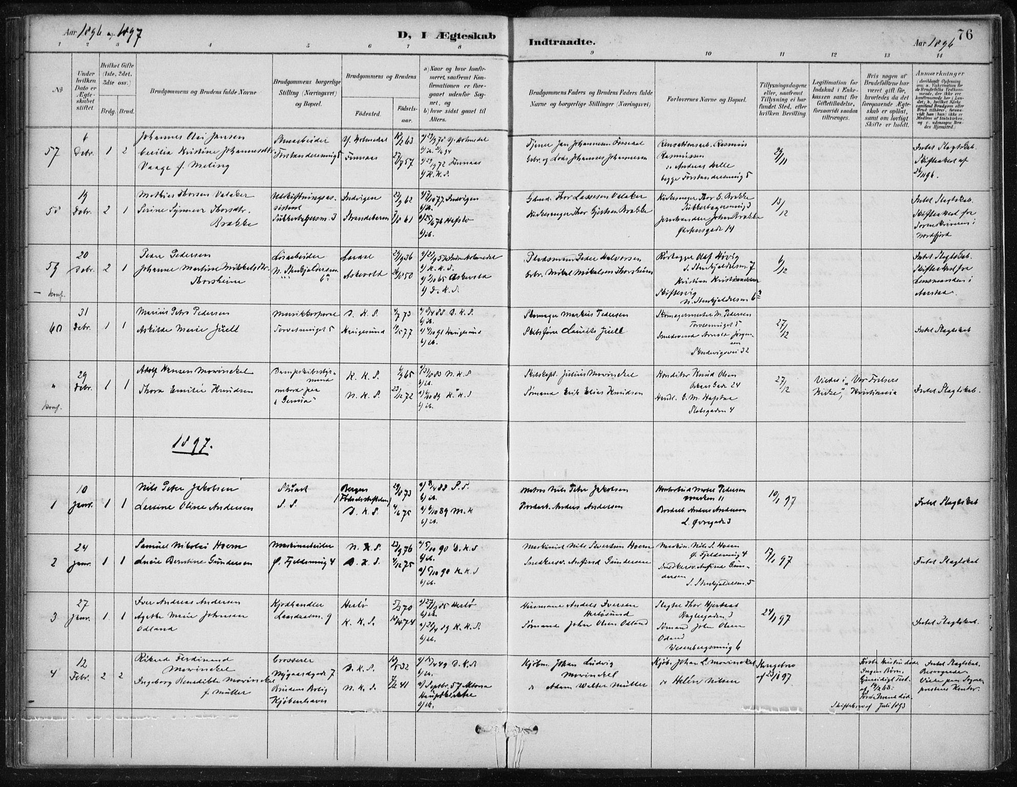 Korskirken sokneprestembete, SAB/A-76101/H/Hab: Parish register (copy) no. D 3, 1887-1906, p. 76