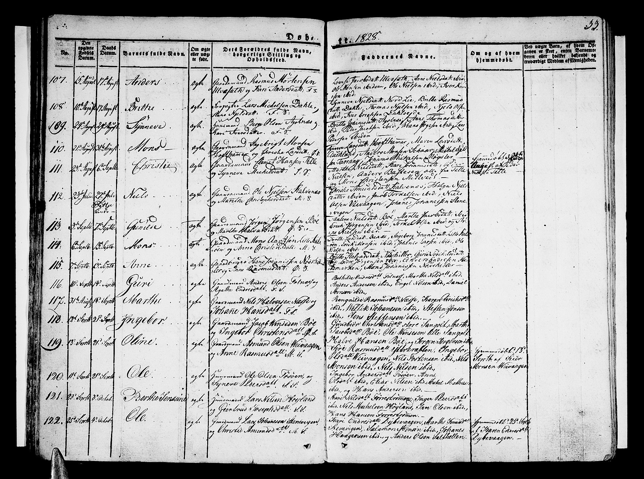 Sund sokneprestembete, AV/SAB-A-99930: Parish register (official) no. A 12, 1825-1835, p. 33