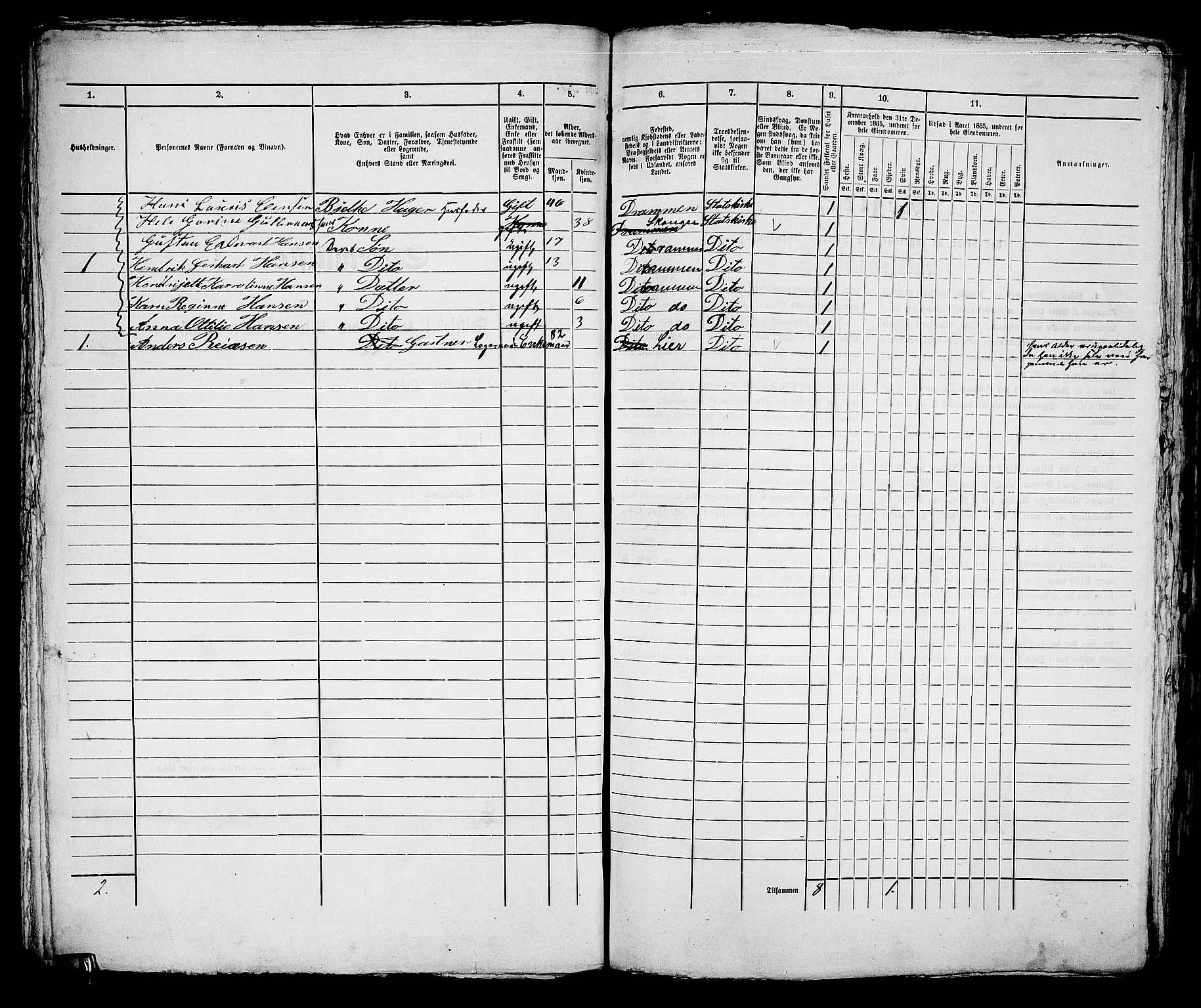 RA, 1865 census for Bragernes in Drammen, 1865, p. 102