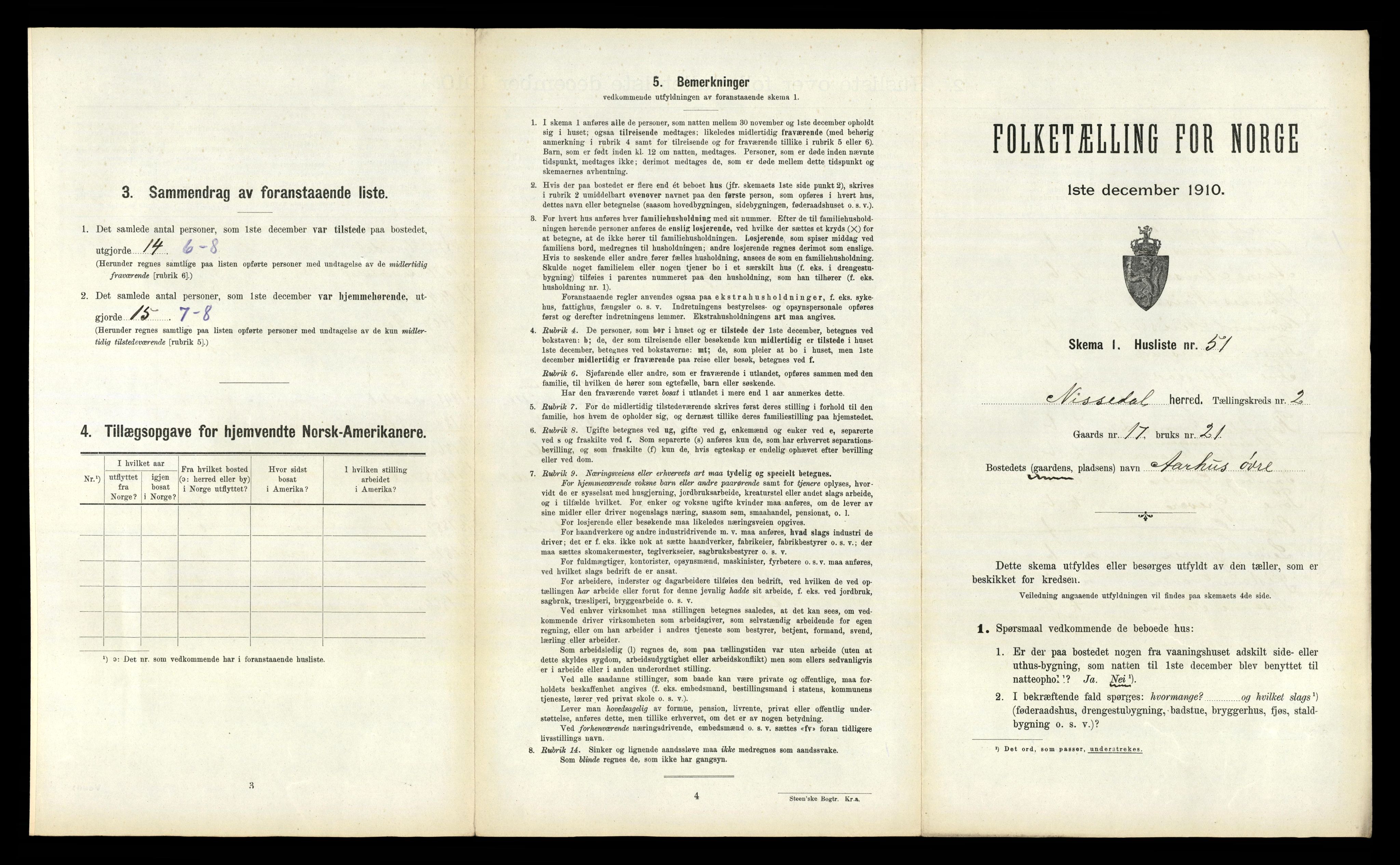 RA, 1910 census for Nissedal, 1910, p. 204