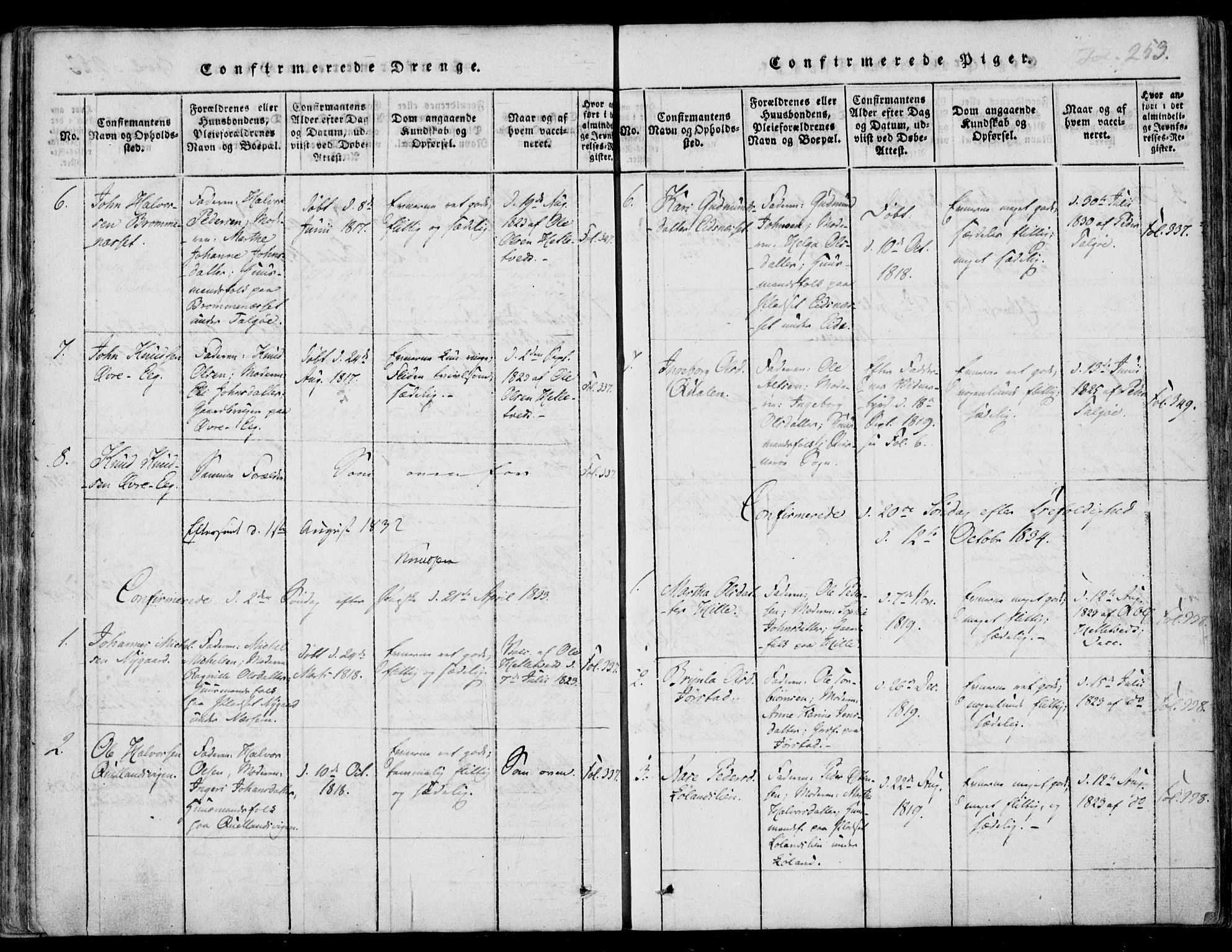 Nedstrand sokneprestkontor, AV/SAST-A-101841/01/IV: Parish register (official) no. A 7, 1816-1870, p. 253