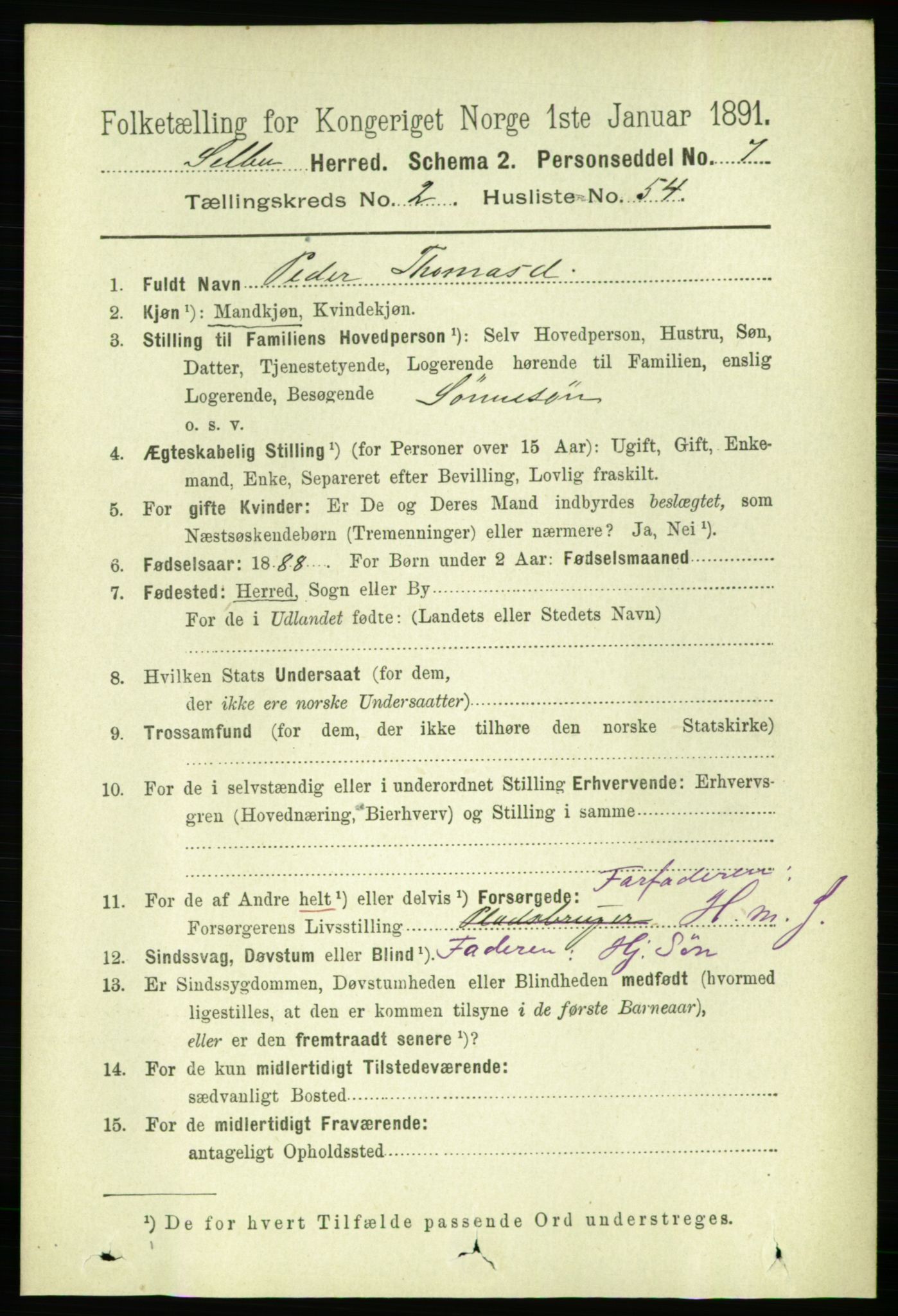 RA, 1891 census for 1664 Selbu, 1891, p. 572