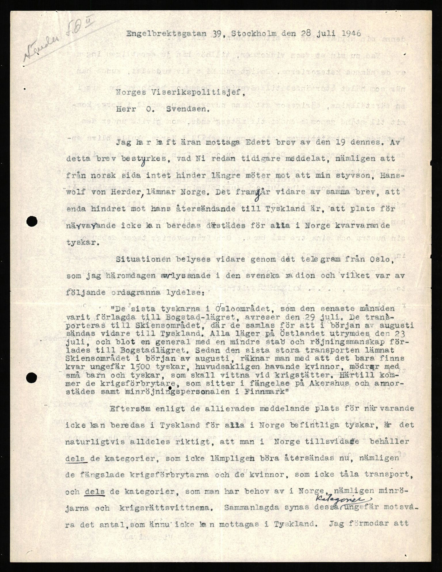 Forsvaret, Forsvarets overkommando II, AV/RA-RAFA-3915/D/Db/L0013: CI Questionaires. Tyske okkupasjonsstyrker i Norge. Tyskere., 1945-1946, p. 26