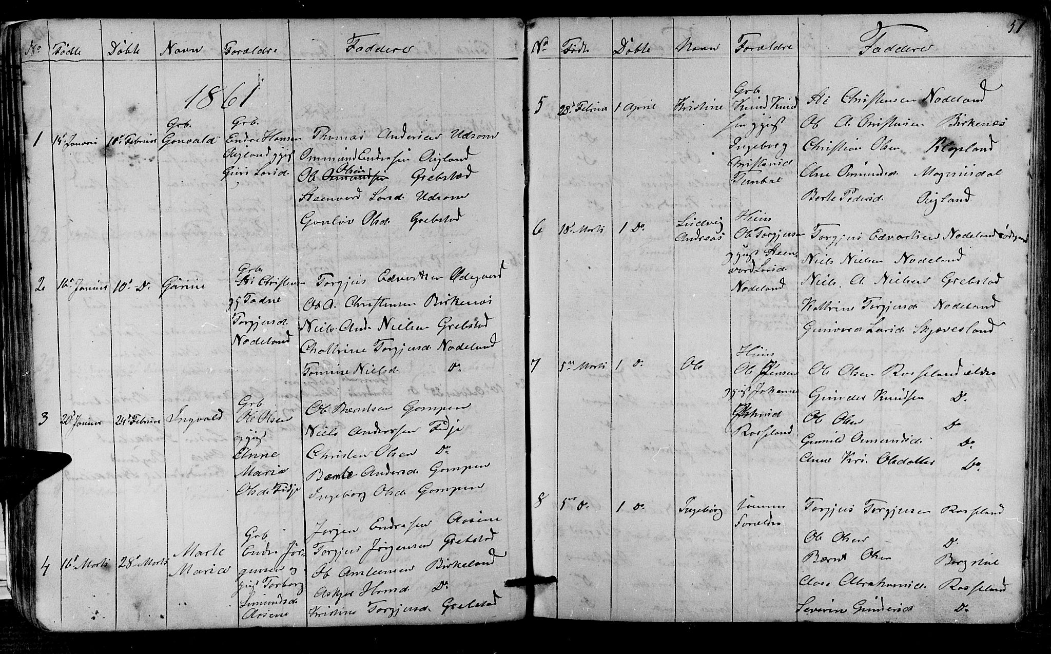 Søgne sokneprestkontor, SAK/1111-0037/F/Fb/Fba/L0002: Parish register (copy) no. B 2, 1848-1873, p. 51
