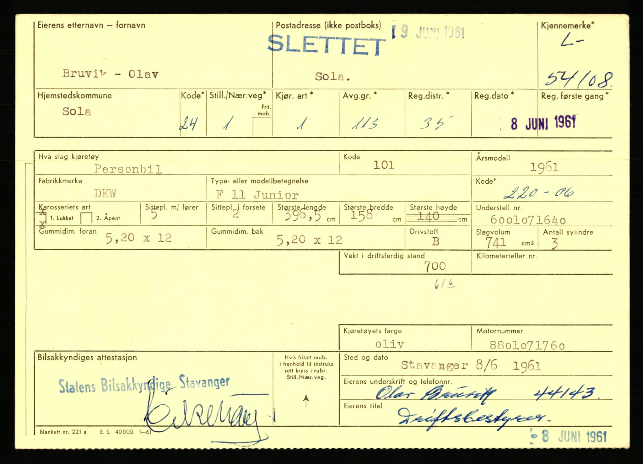 Stavanger trafikkstasjon, AV/SAST-A-101942/0/F/L0053: L-52900 - L-54199, 1930-1971, p. 2671