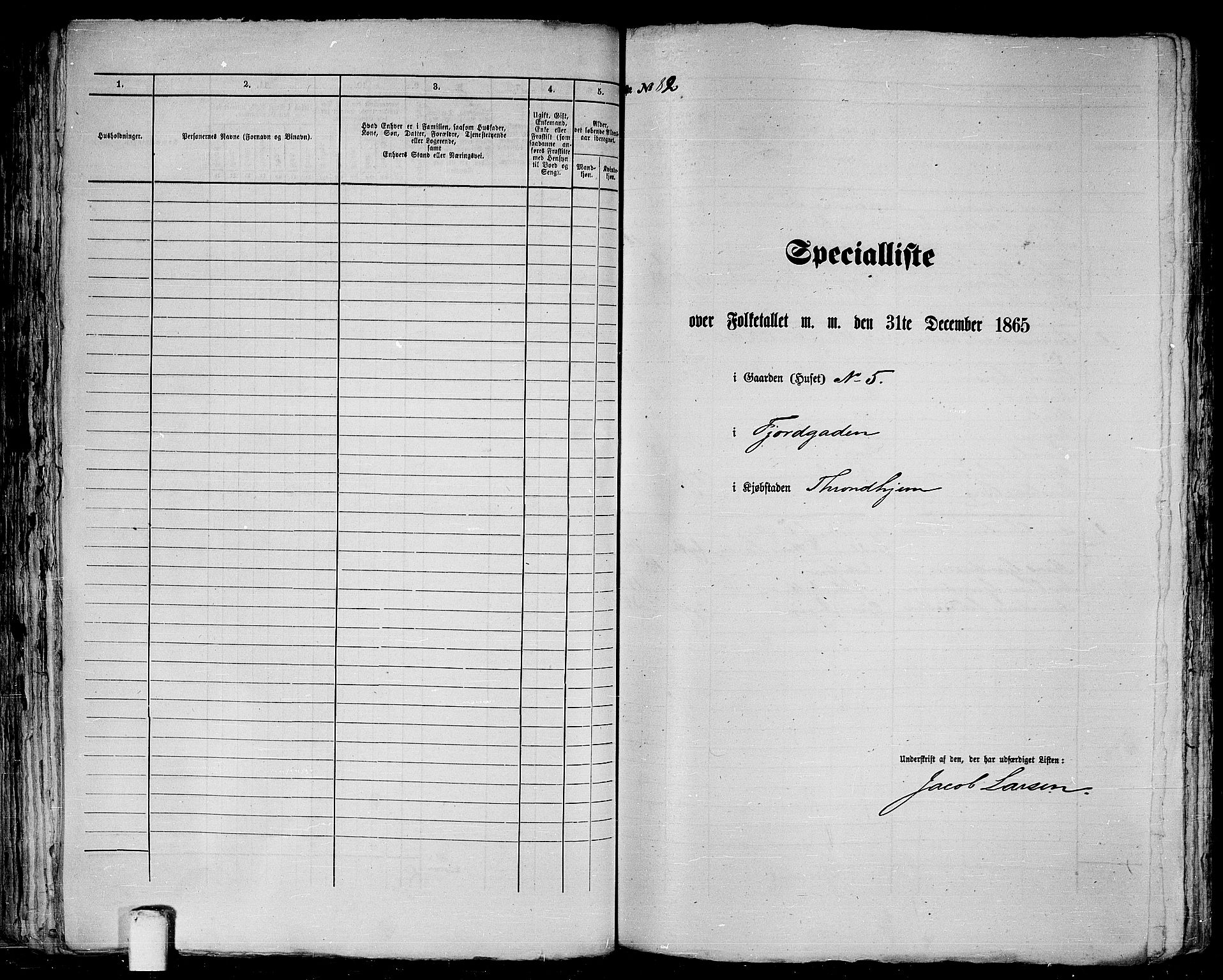 RA, 1865 census for Trondheim, 1865, p. 199