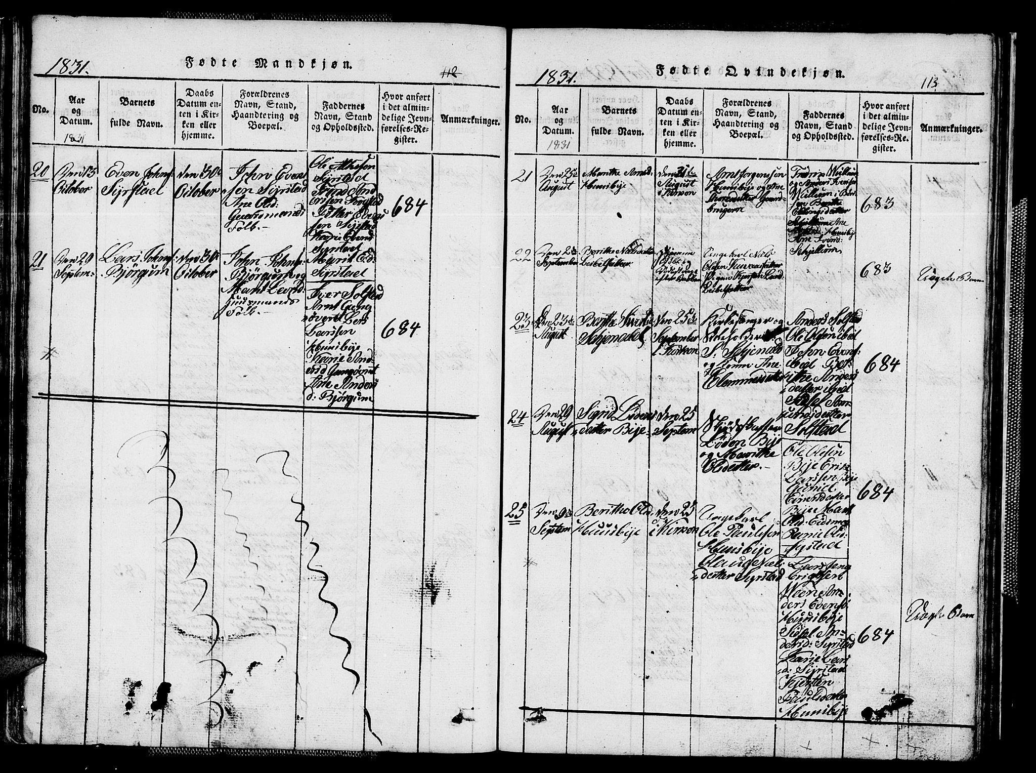 Ministerialprotokoller, klokkerbøker og fødselsregistre - Sør-Trøndelag, SAT/A-1456/667/L0796: Parish register (copy) no. 667C01, 1817-1836, p. 112-113