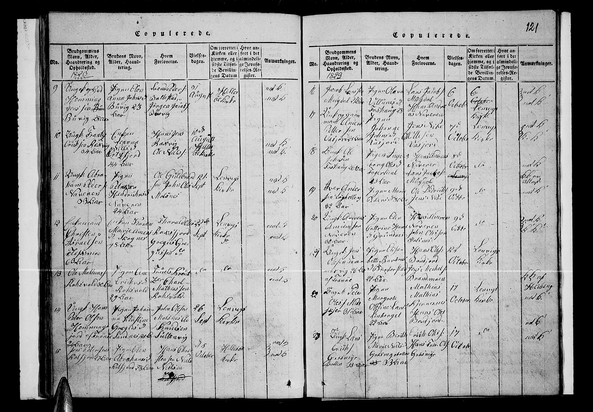 Lenvik sokneprestembete, AV/SATØ-S-1310/H/Ha/Hab/L0001klokker: Parish register (copy) no. 1, 1822-1837, p. 121