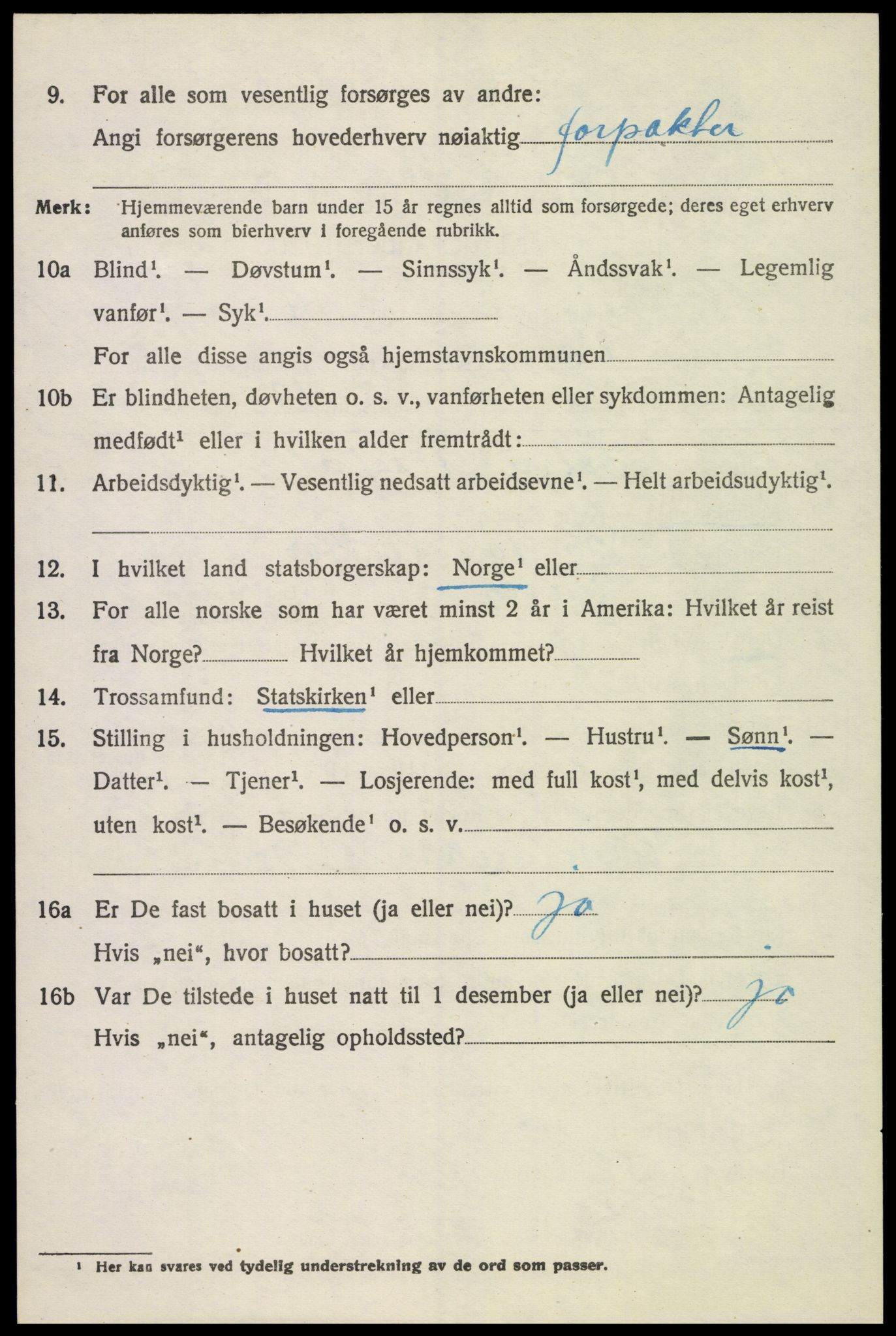 SAH, 1920 census for Vang (Hedmark), 1920, p. 16018