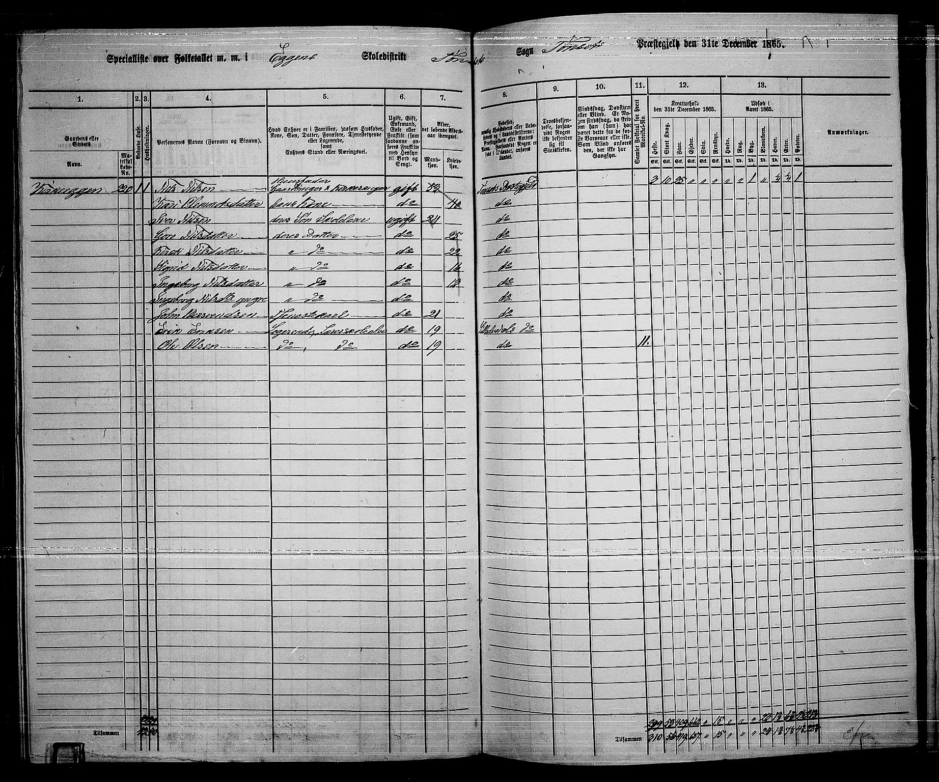 RA, 1865 census for Tynset, 1865, p. 90