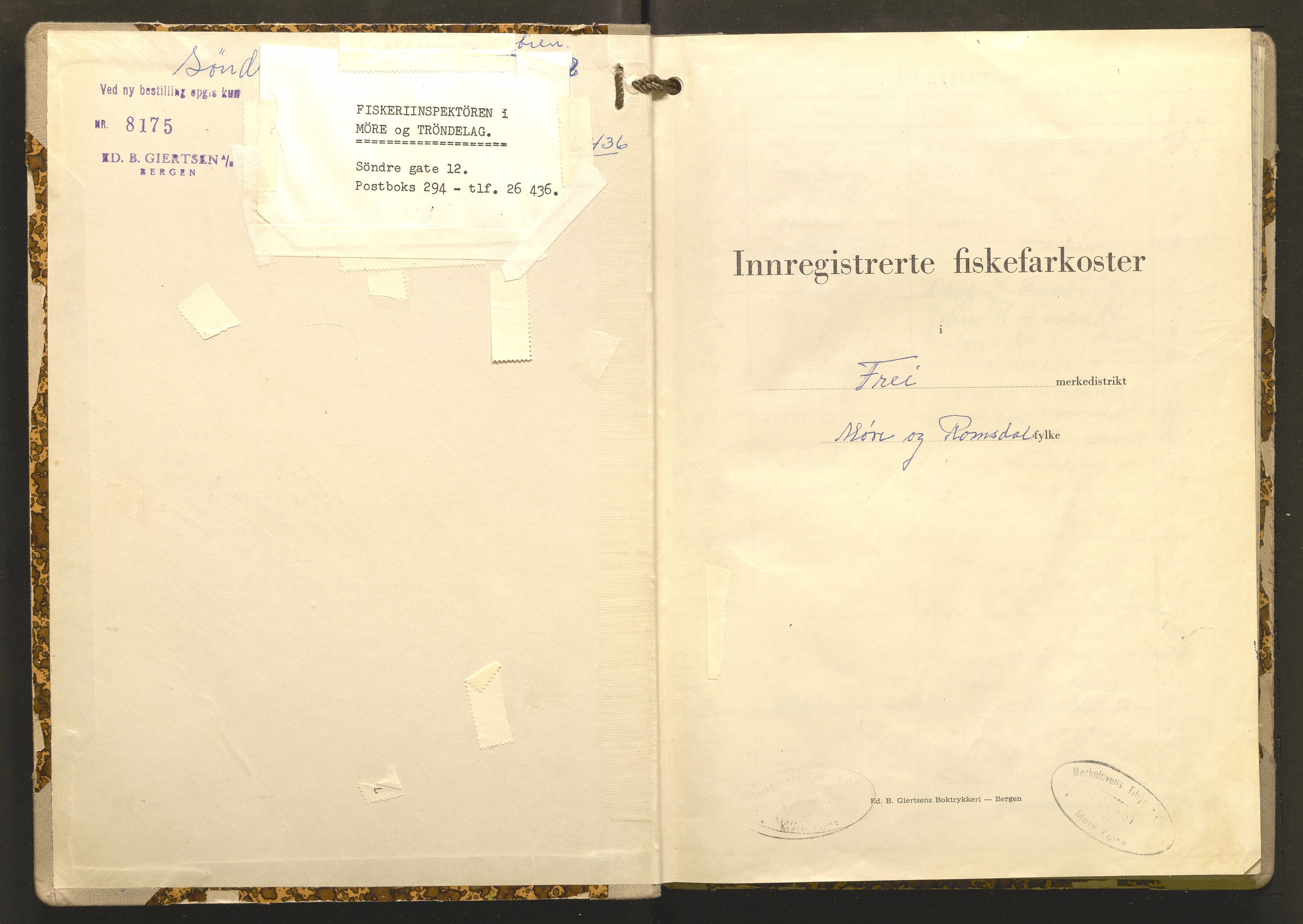 Fiskeridirektoratet - 1 Adm. ledelse - 13 Båtkontoret, AV/SAB-A-2003/I/Ia/Iaf/L0034: 135.0613/2 Merkeprotokoll - Frei, 1964-1976