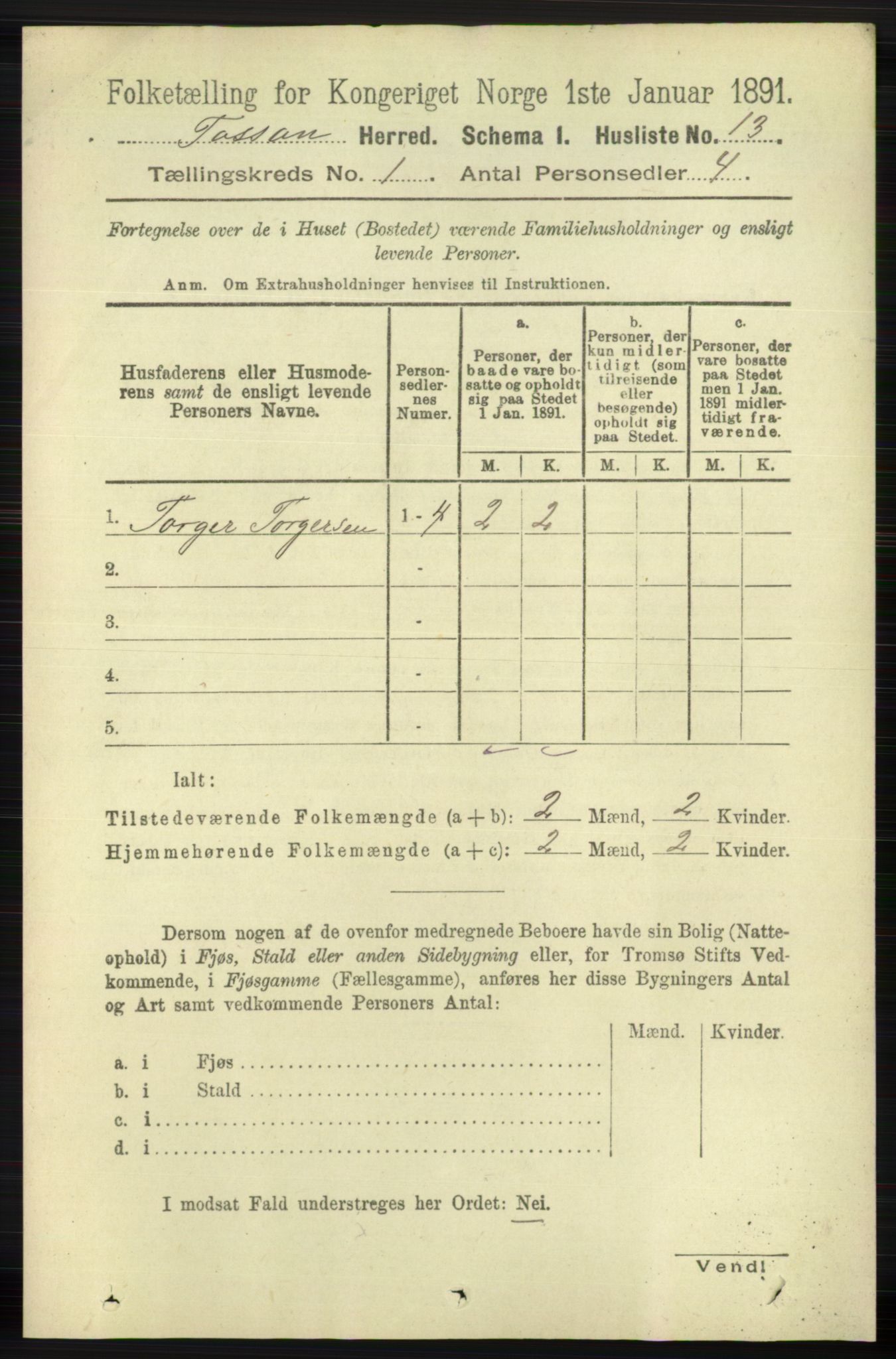 RA, 1891 census for 1129 Forsand, 1891, p. 48