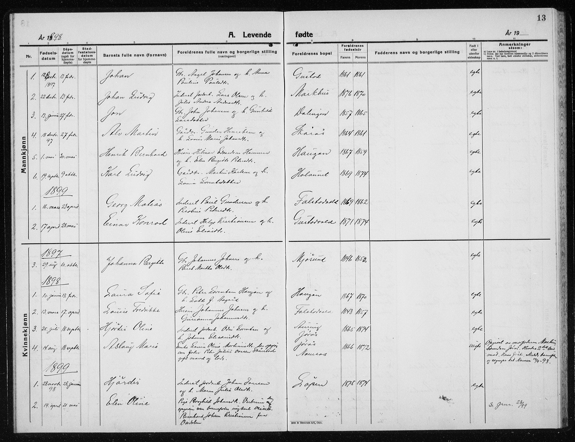 Ministerialprotokoller, klokkerbøker og fødselsregistre - Nord-Trøndelag, SAT/A-1458/719/L0180: Parish register (copy) no. 719C01, 1878-1940, p. 13