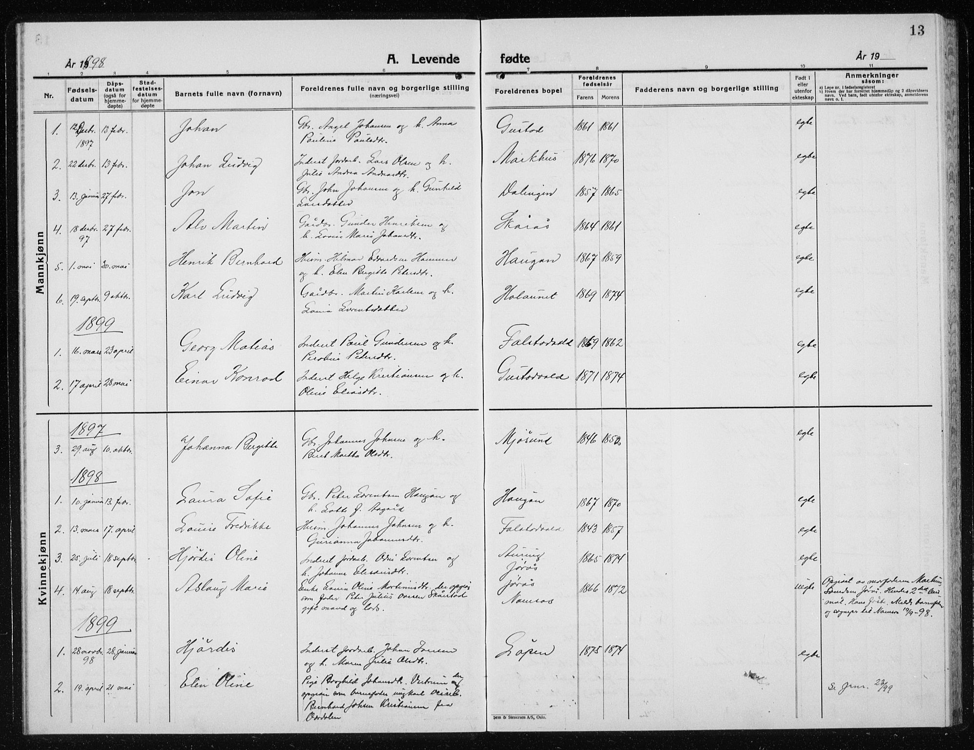 Ministerialprotokoller, klokkerbøker og fødselsregistre - Nord-Trøndelag, AV/SAT-A-1458/719/L0180: Parish register (copy) no. 719C01, 1878-1940, p. 13