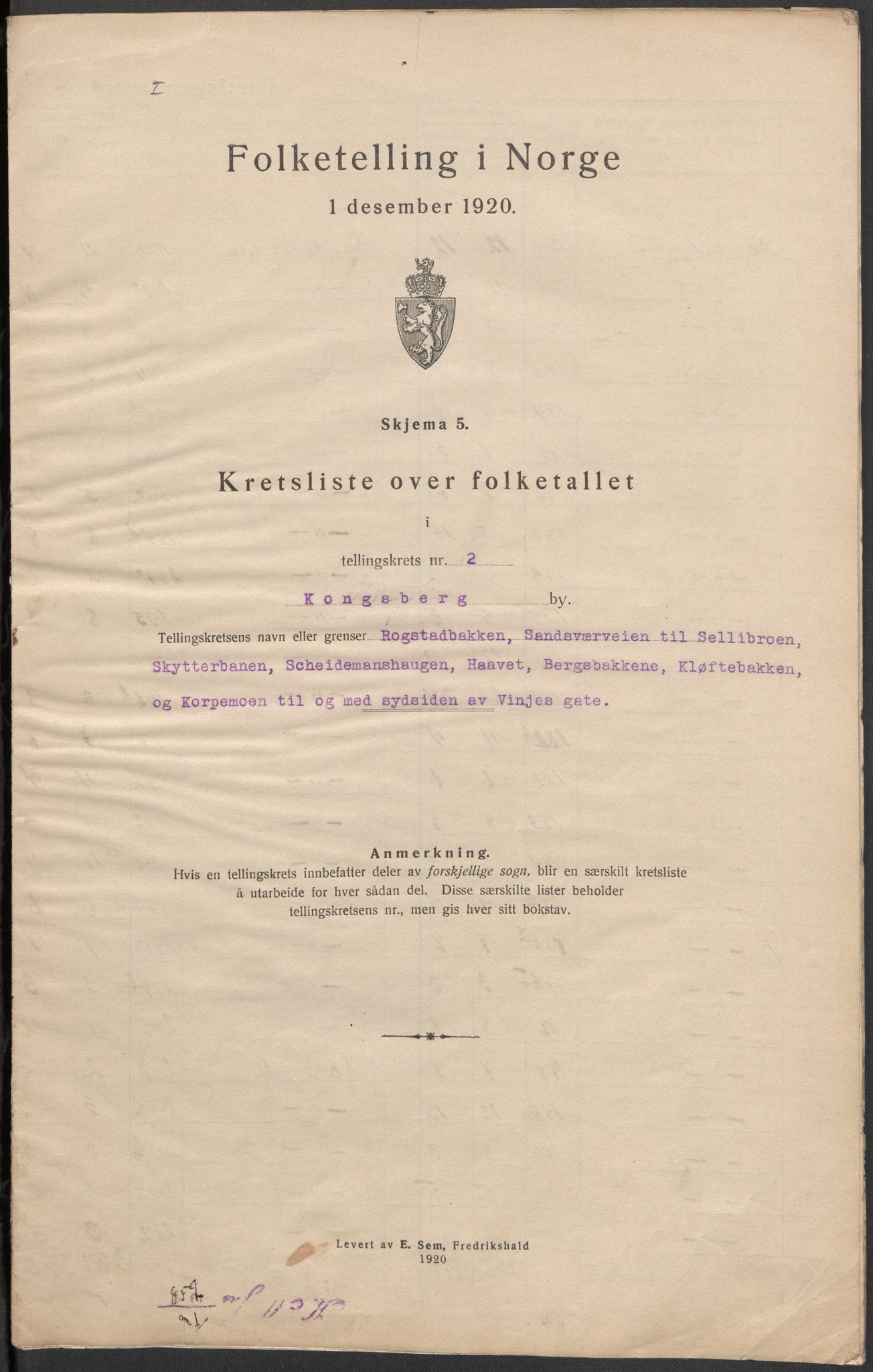 SAKO, 1920 census for Kongsberg, 1920, p. 8