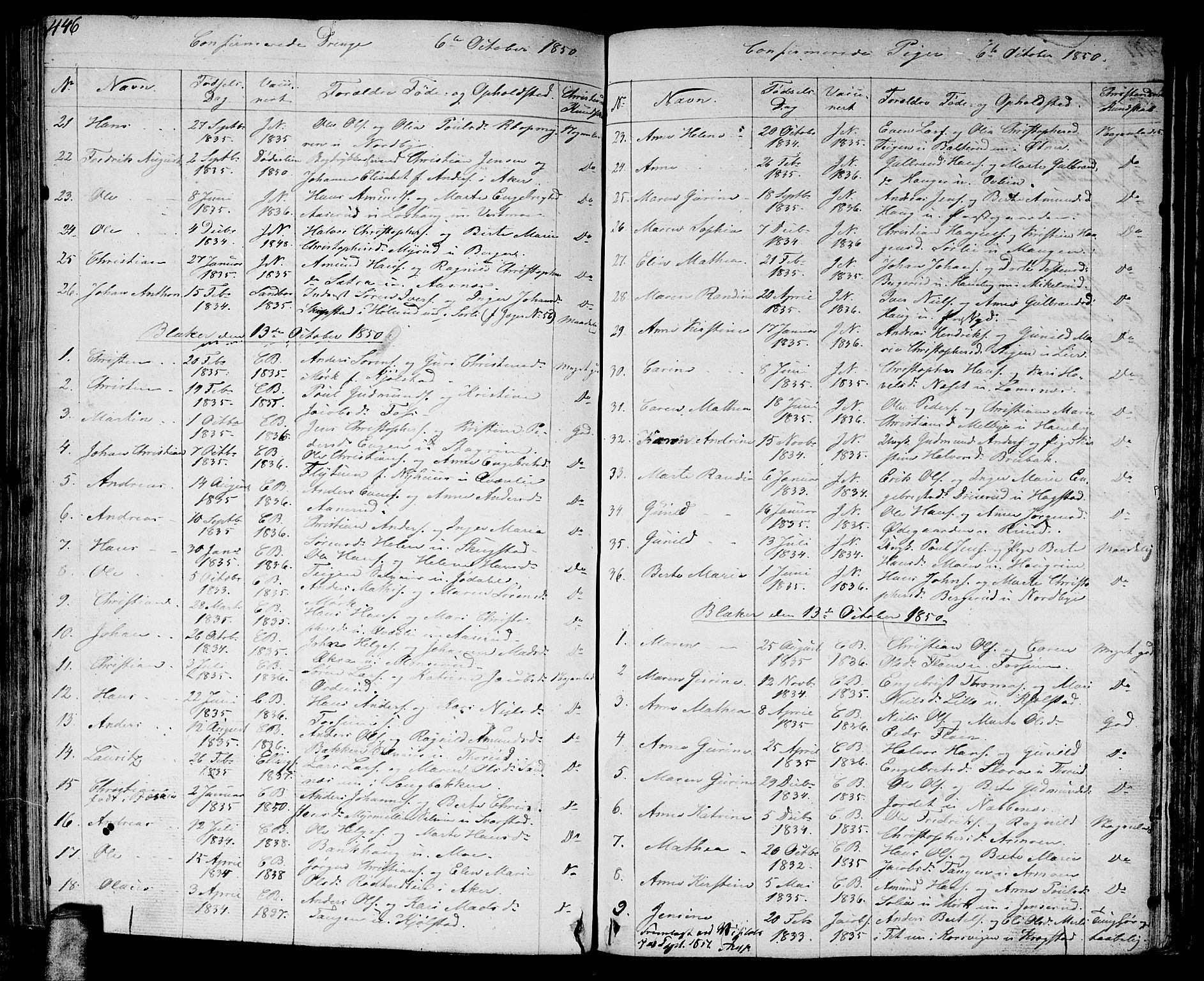 Aurskog prestekontor Kirkebøker, AV/SAO-A-10304a/G/Ga/L0002: Parish register (copy) no. I 2, 1829-1857, p. 446