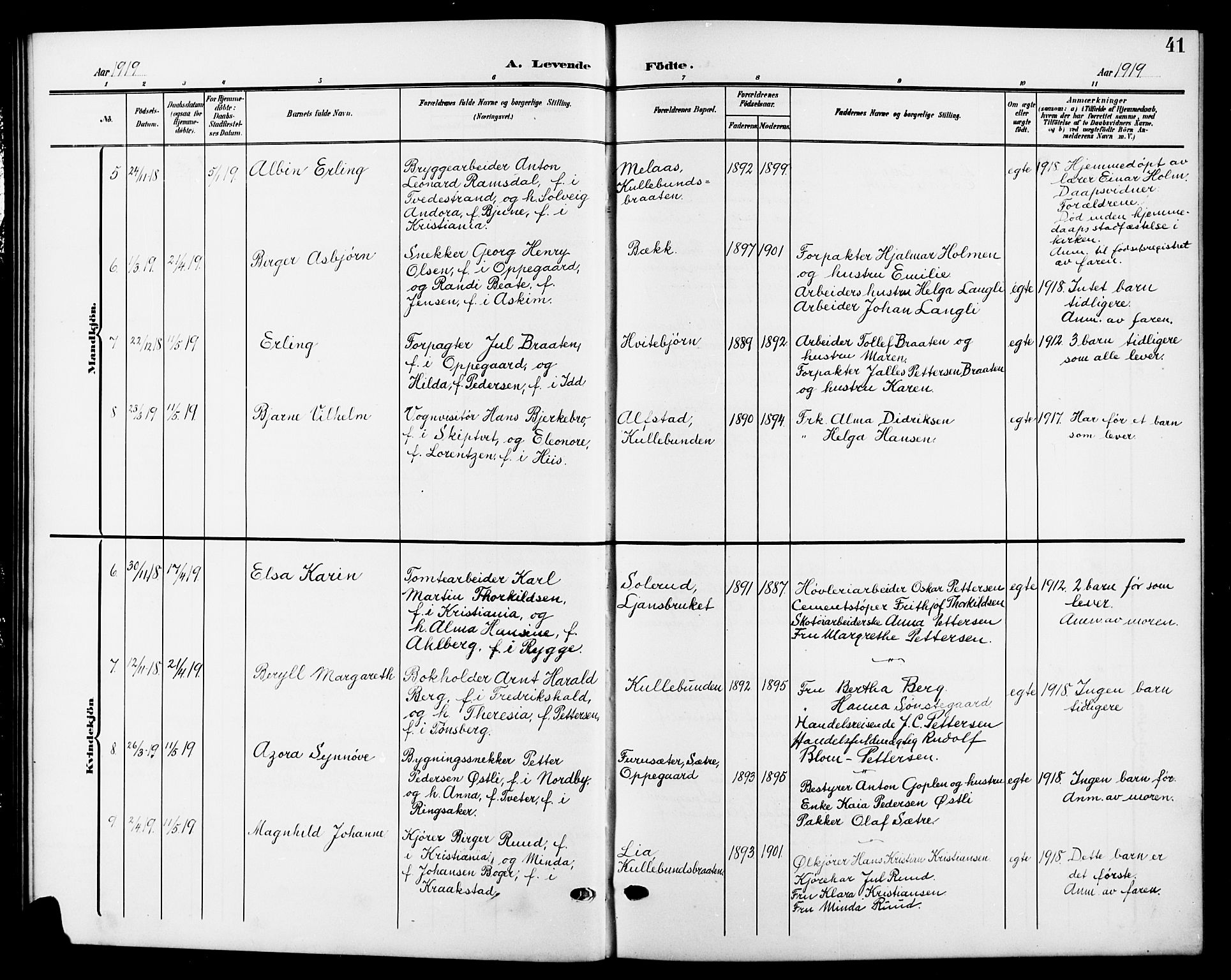 Nesodden prestekontor Kirkebøker, SAO/A-10013/G/Gb/L0001: Parish register (copy) no. II 1, 1905-1924, p. 41