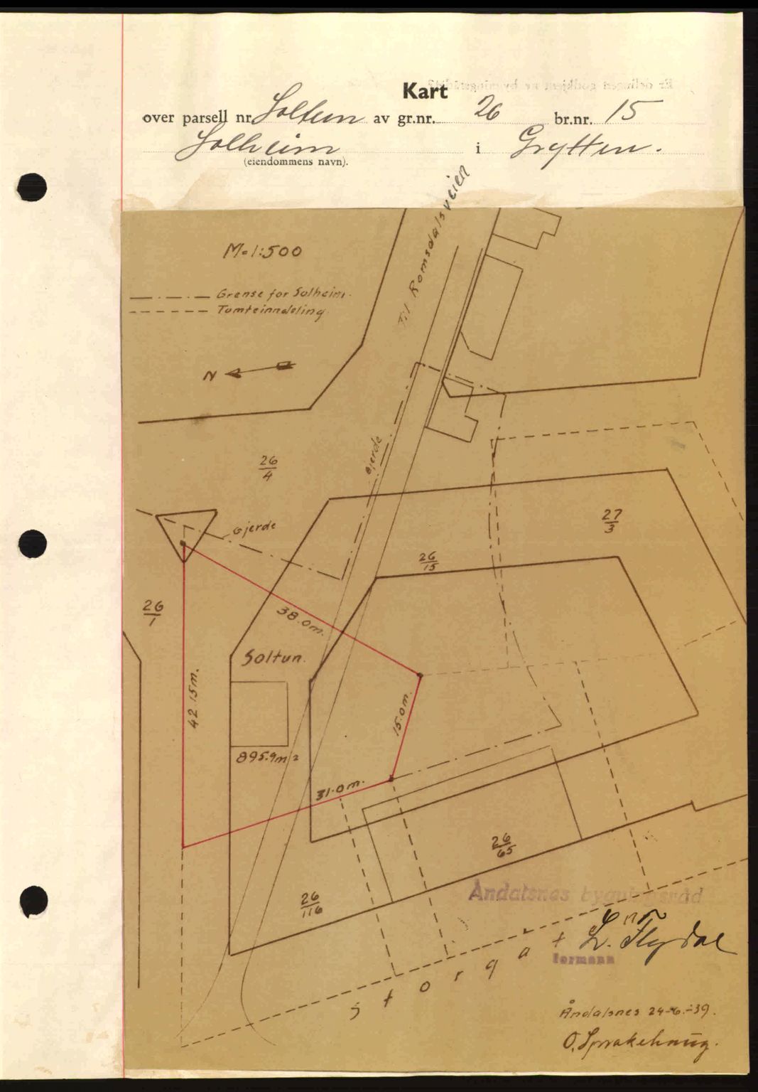 Romsdal sorenskriveri, AV/SAT-A-4149/1/2/2C: Mortgage book no. A7, 1939-1939, Diary no: : 1302/1939